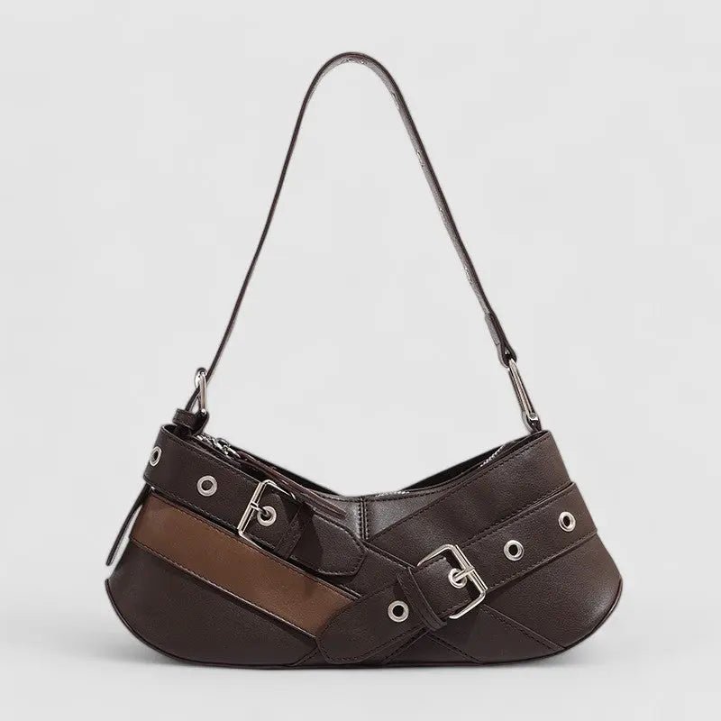 Frances Edgy Buckle Shoulder Bag – Bold Black Statement