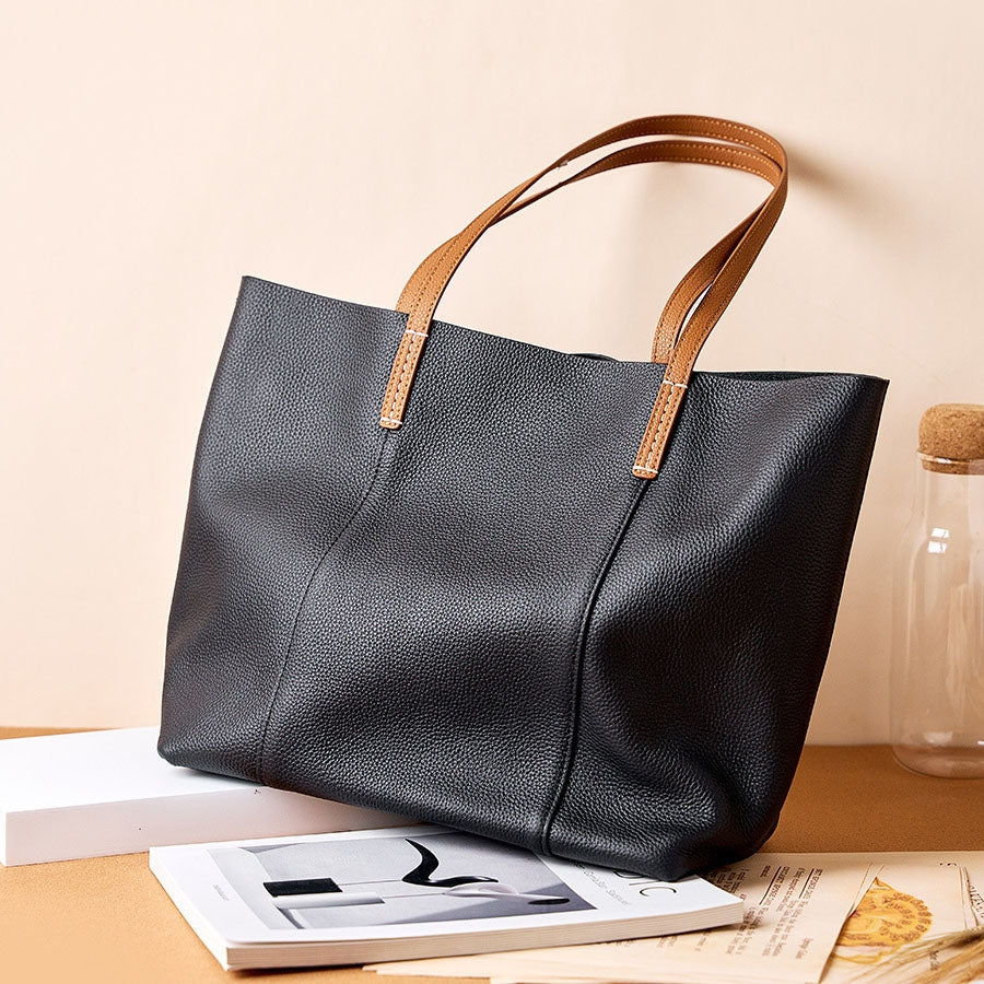 Sophia Two-Tone Leather Tote Bag