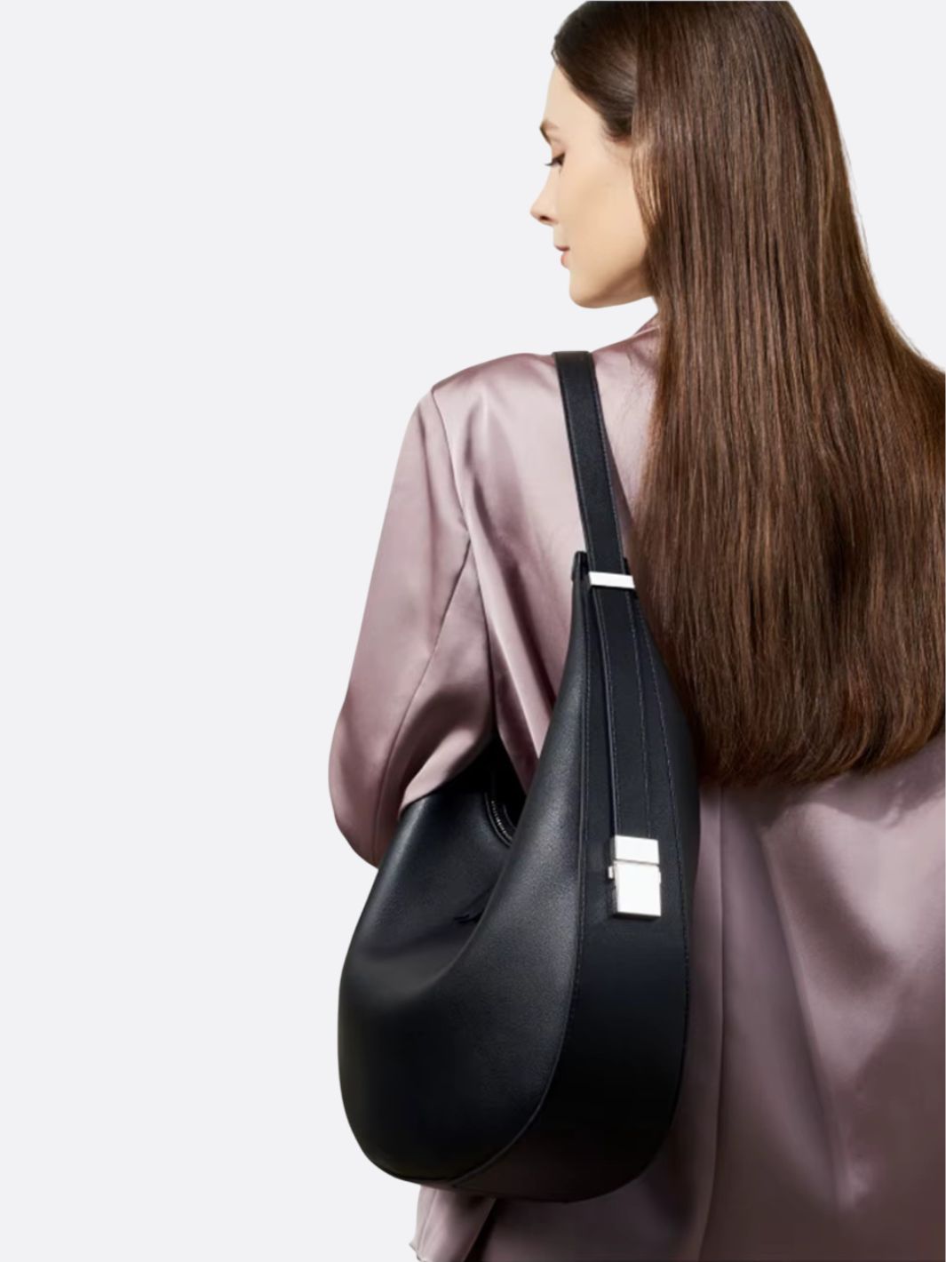 Luna – Black Half-Moon Leather Shoulder Bag