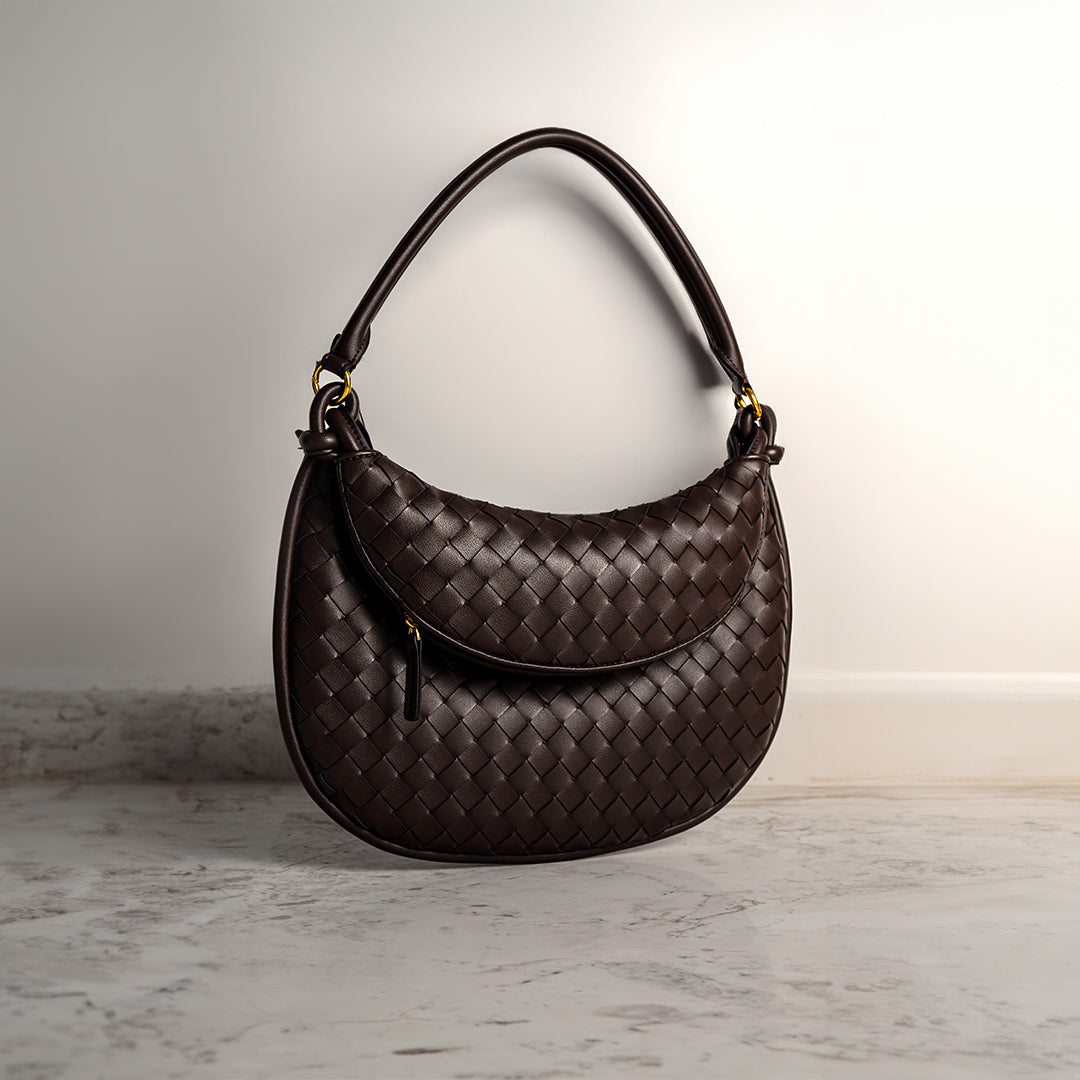 Maya Woven Leather Shoulder Bag