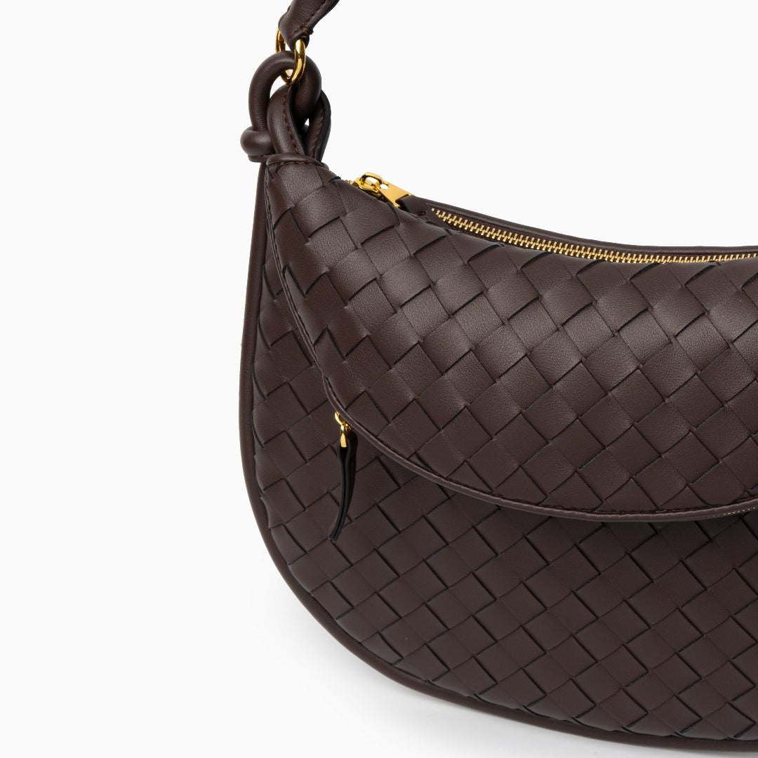 Maya Woven Leather Shoulder Bag