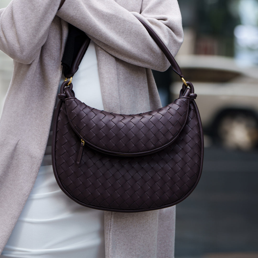 Maya Woven Leather Shoulder Bag