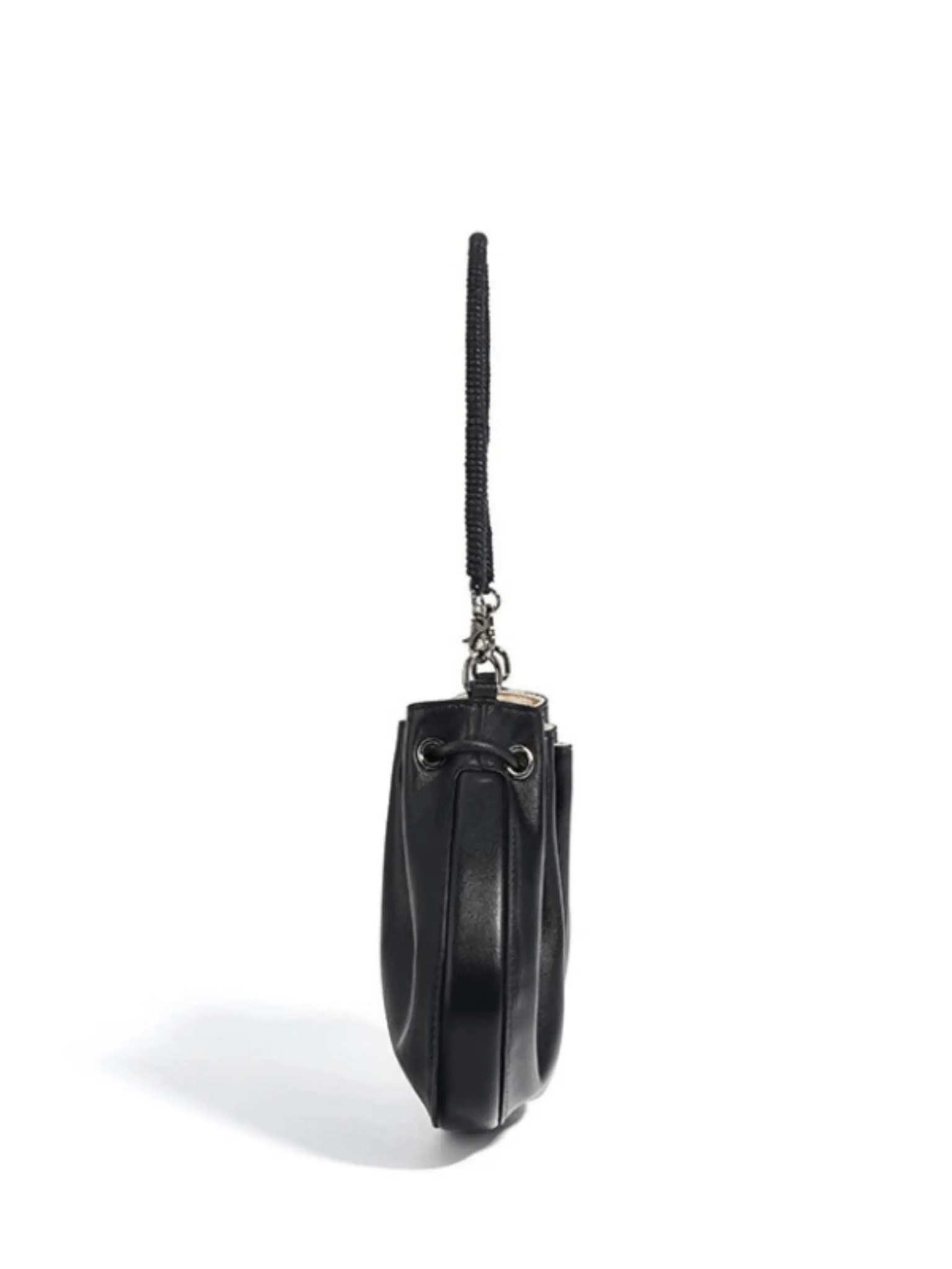 Luna Drawstring Shoulder Bag – Black