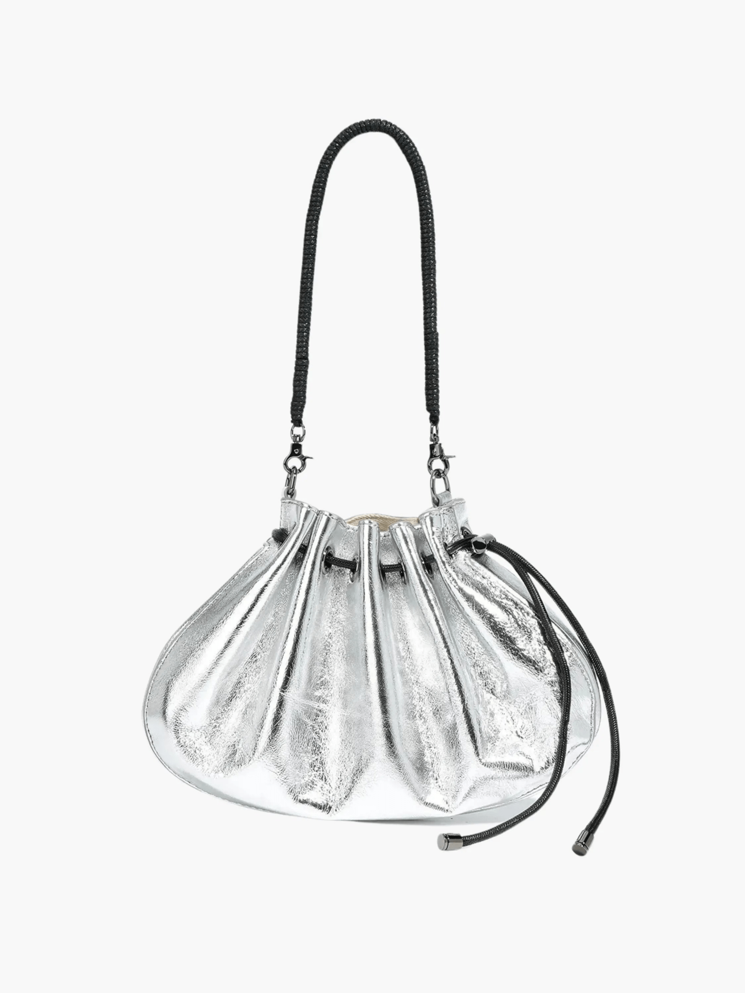 Luna Drawstring Shoulder Bag – Black