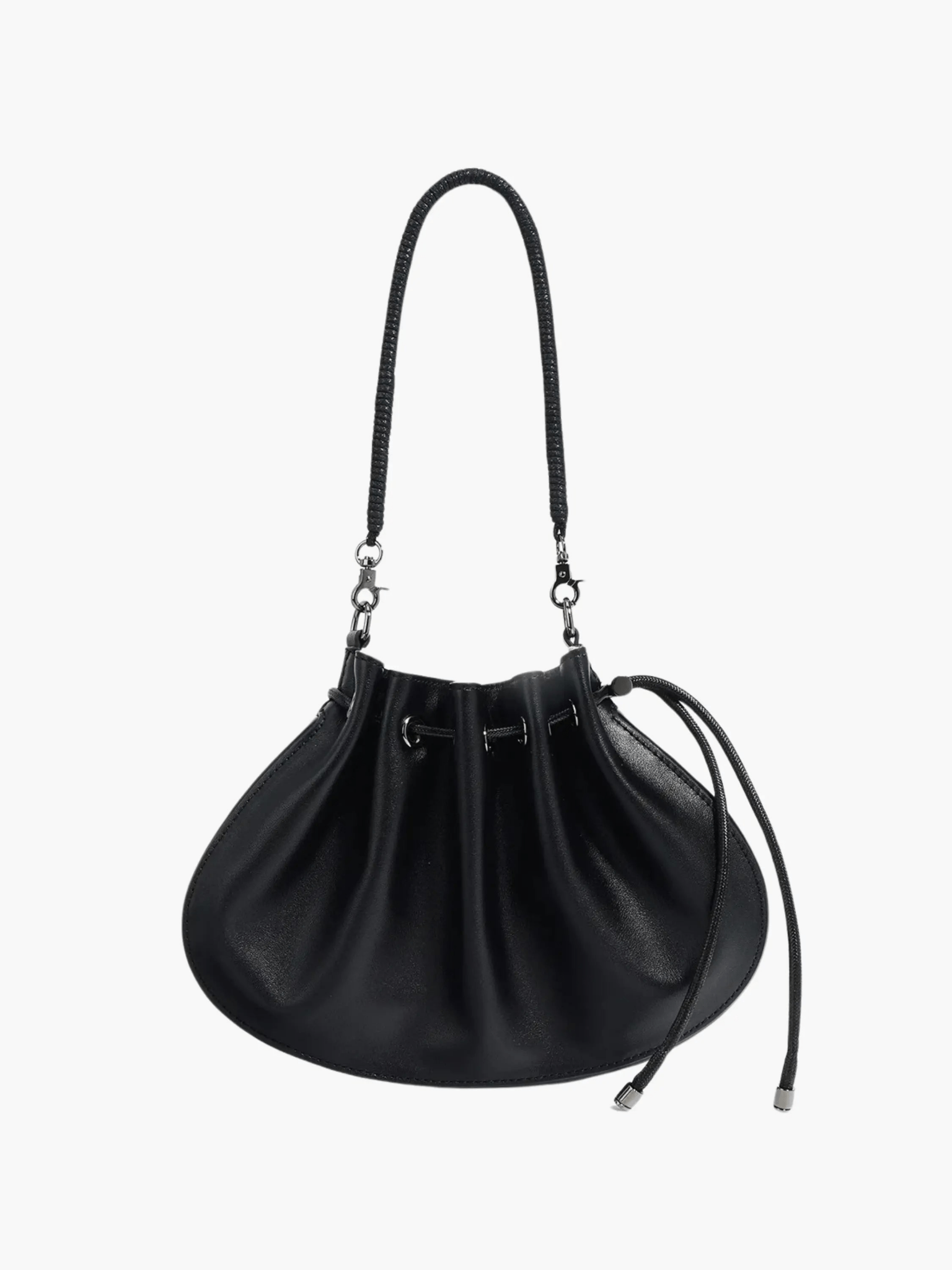 Luna Drawstring Shoulder Bag – Black