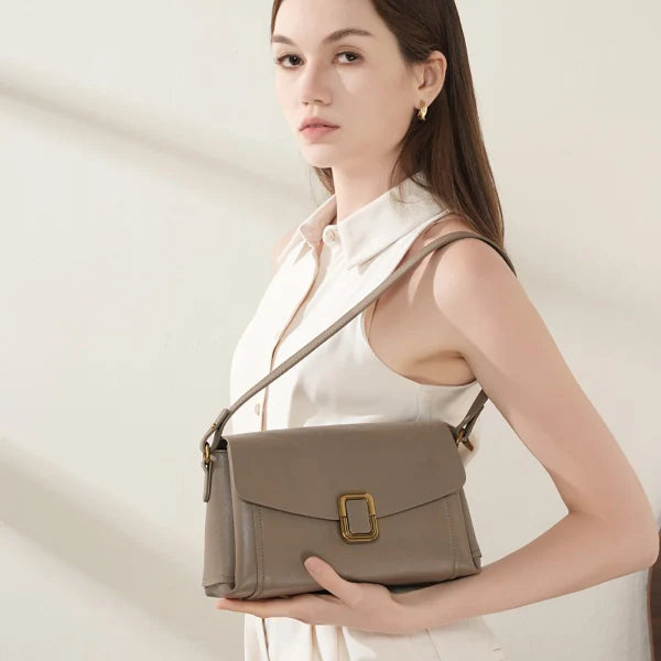 Minimalist Leather Flap Shoulder Bag
