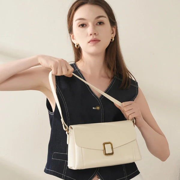 Minimalist Leather Flap Shoulder Bag