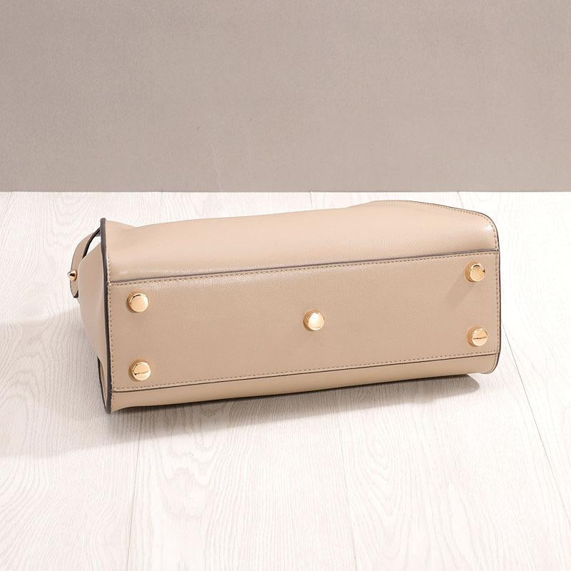 Isabella White Leather Top Handle Bag