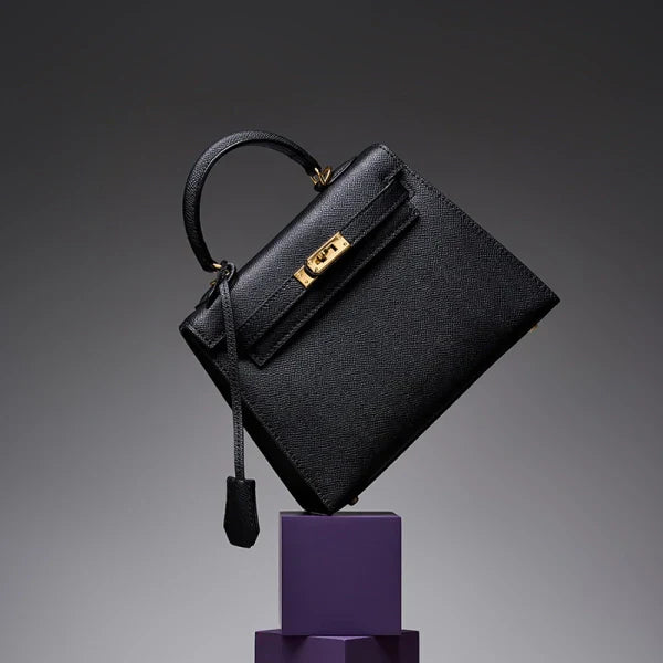 Emilia Taupe Leather Top Handle Satchel