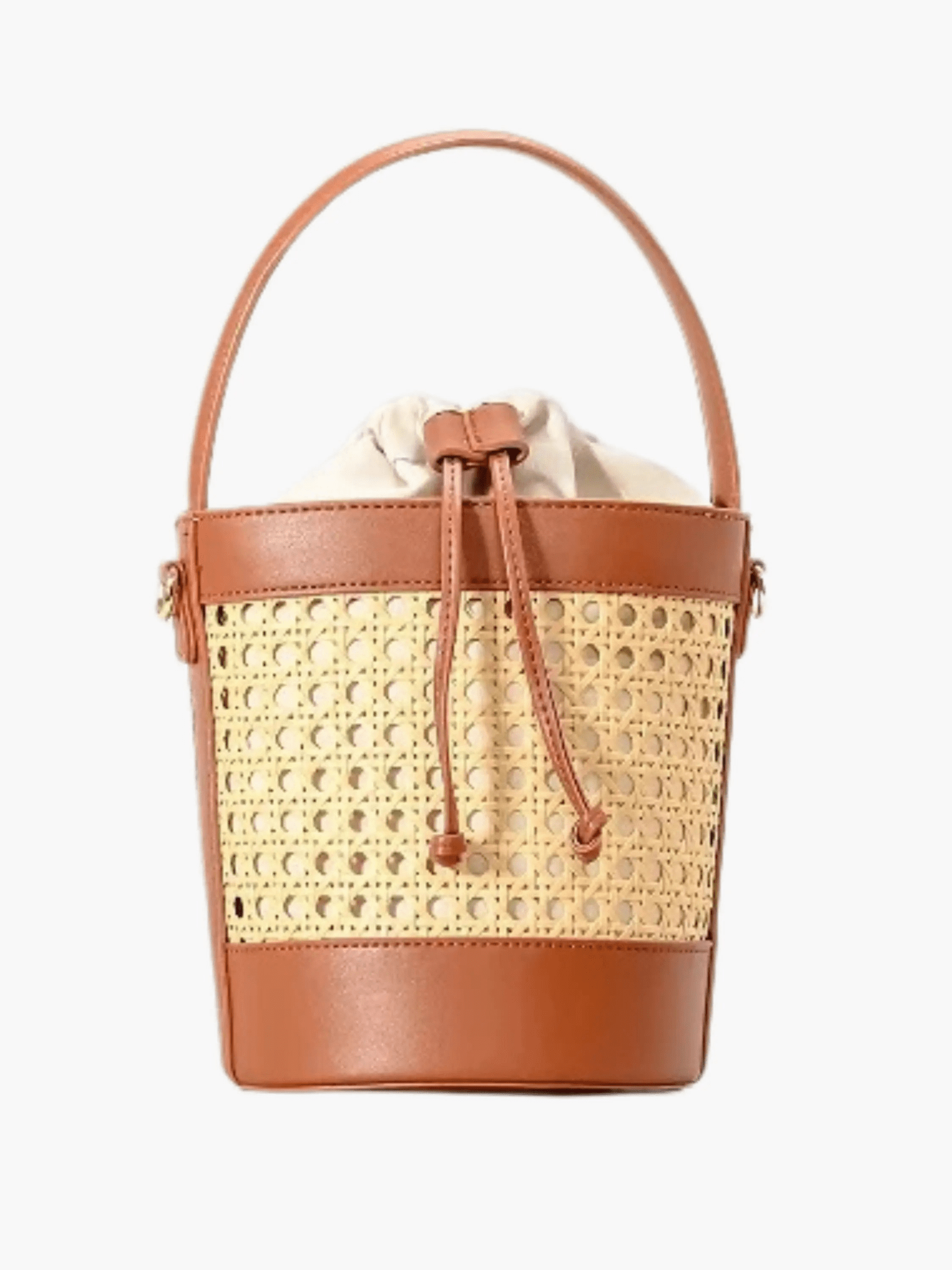 Lila Woven Bucket Bag with Drawstring Pouch
