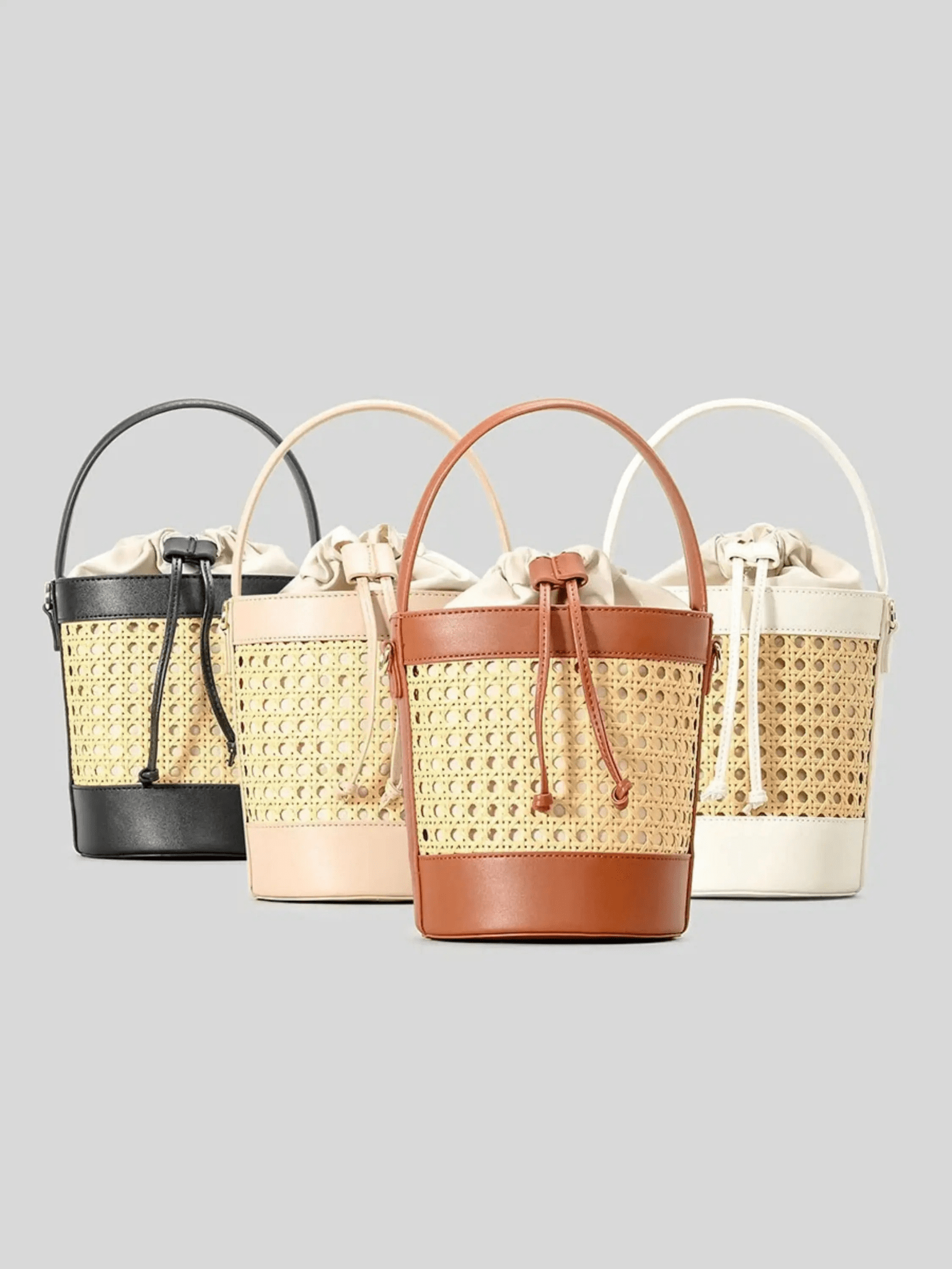 Lila Woven Bucket Bag with Drawstring Pouch
