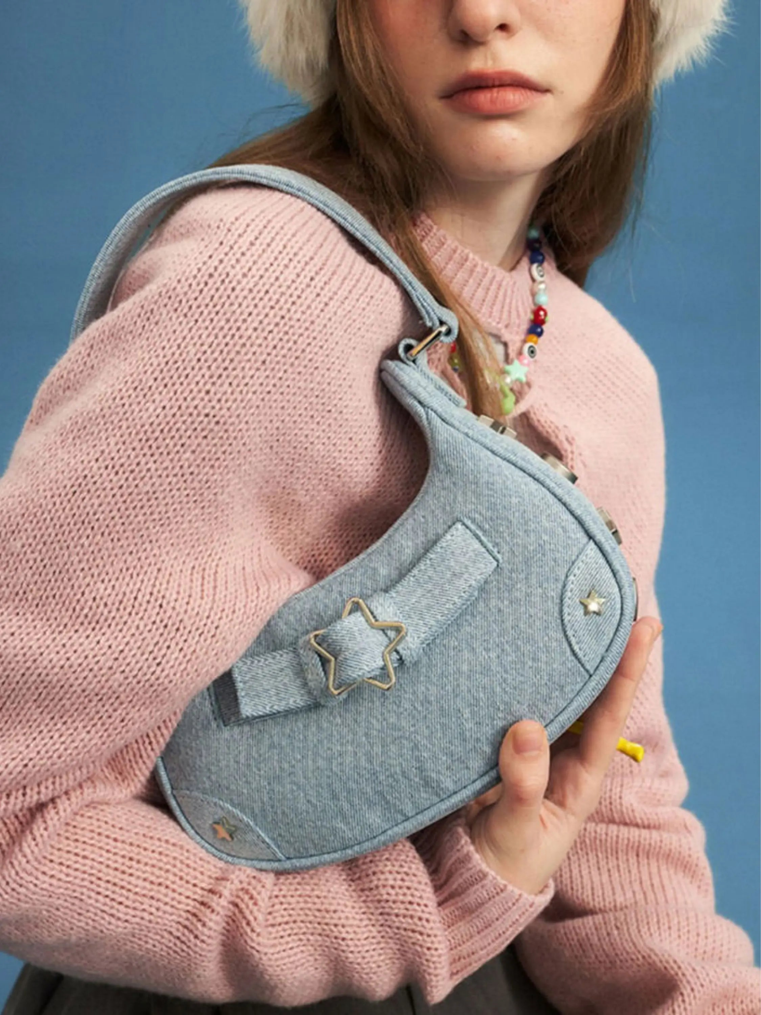 Luna Star Embellished Shoulder Bag – White