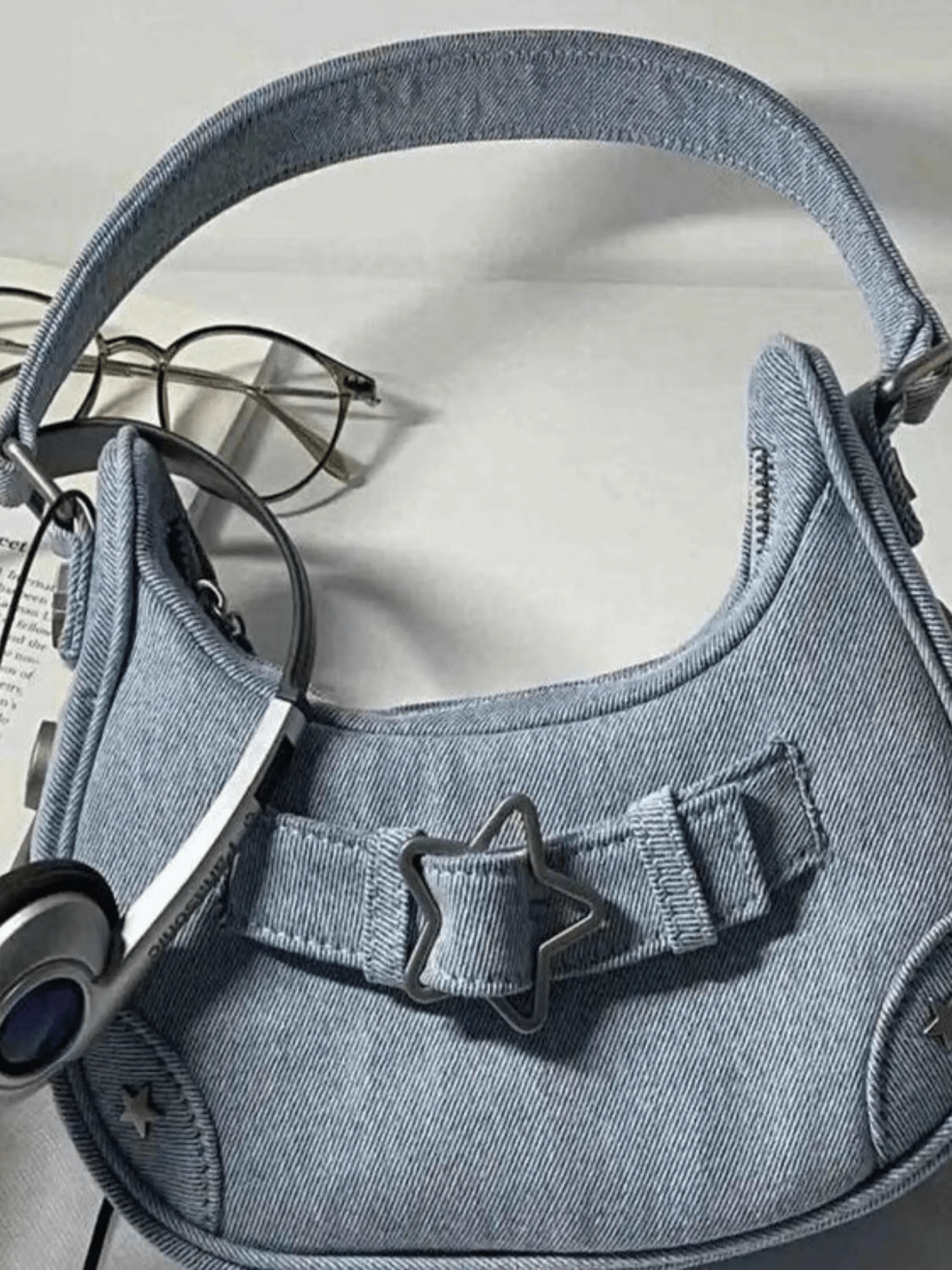 Luna Star Embellished Shoulder Bag – White