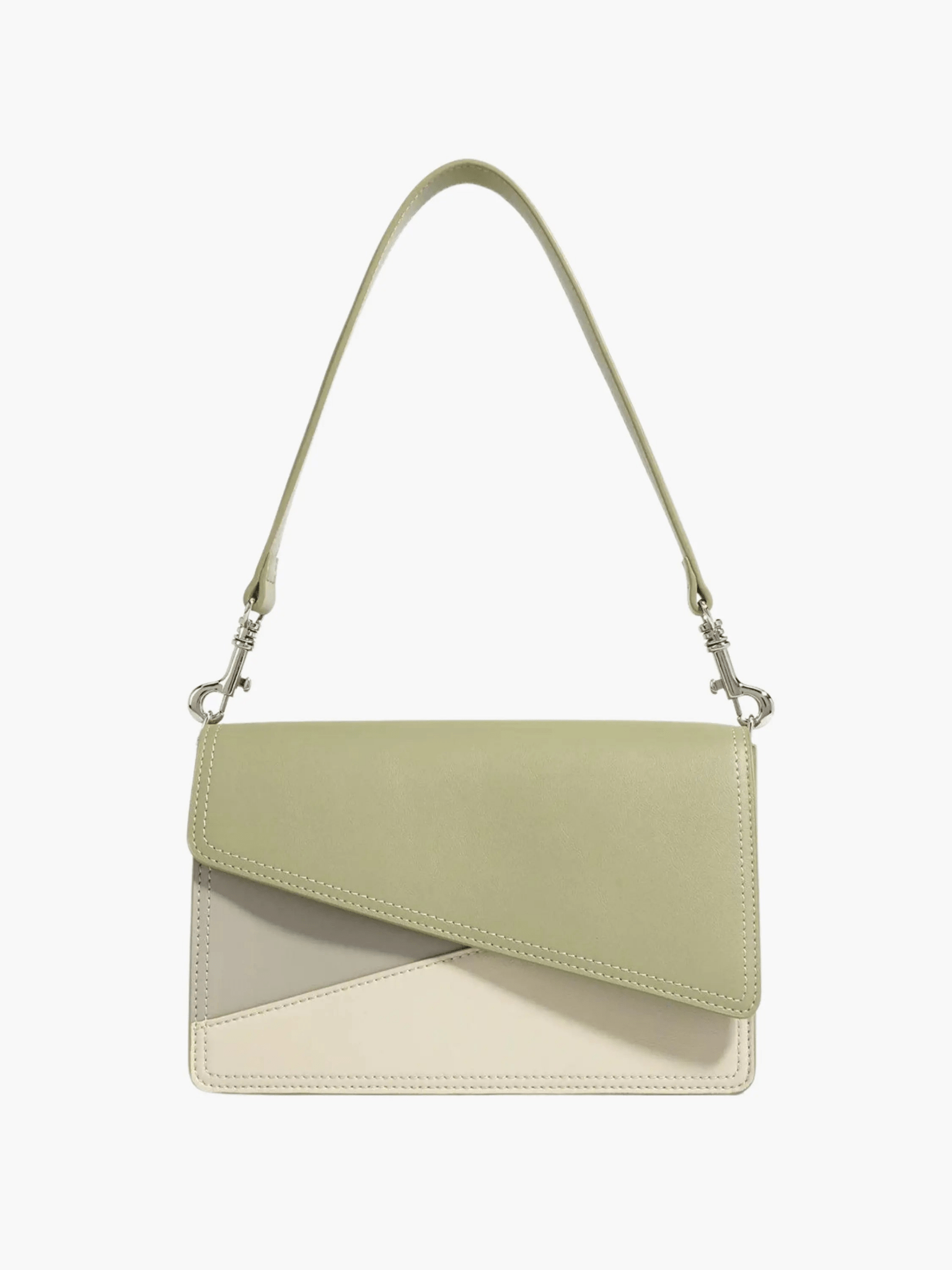 Elara | Olive & Beige Asymmetrical Shoulder Bag – Contemporary Chic