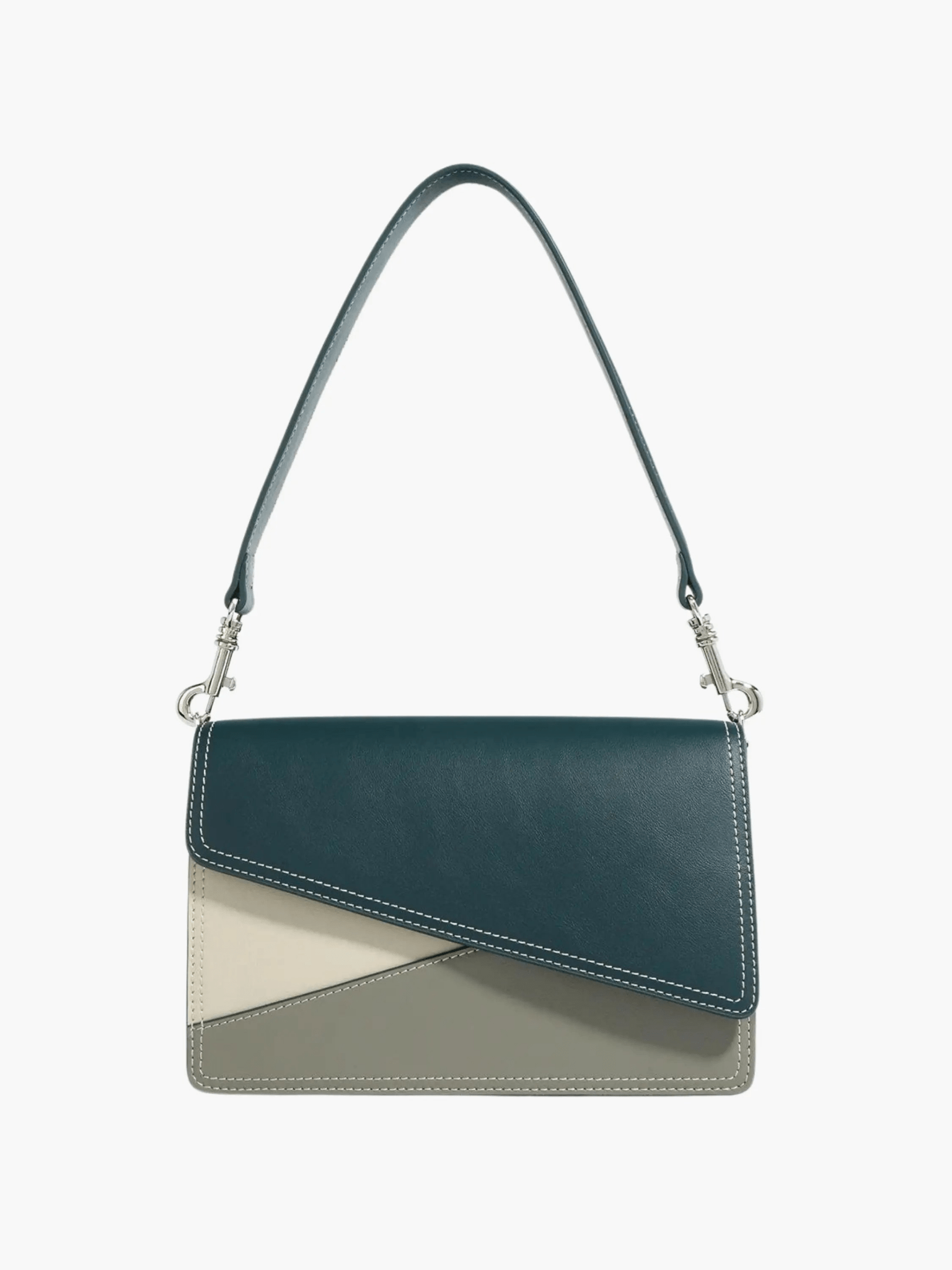 Elara | Olive & Beige Asymmetrical Shoulder Bag – Contemporary Chic