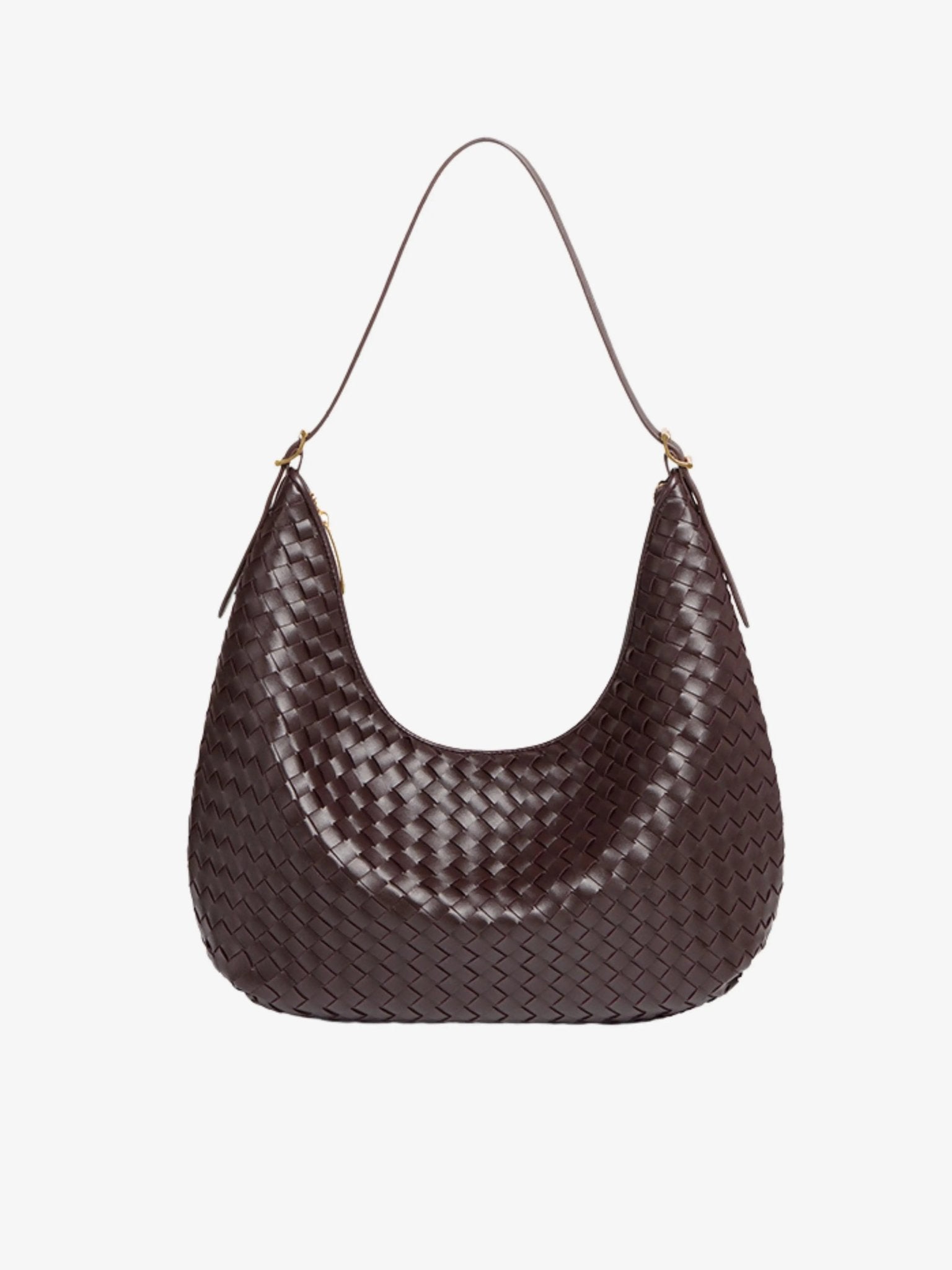 Dark Brown Woven Shoulder Bag – Classic Weave with Contemporary Elegance