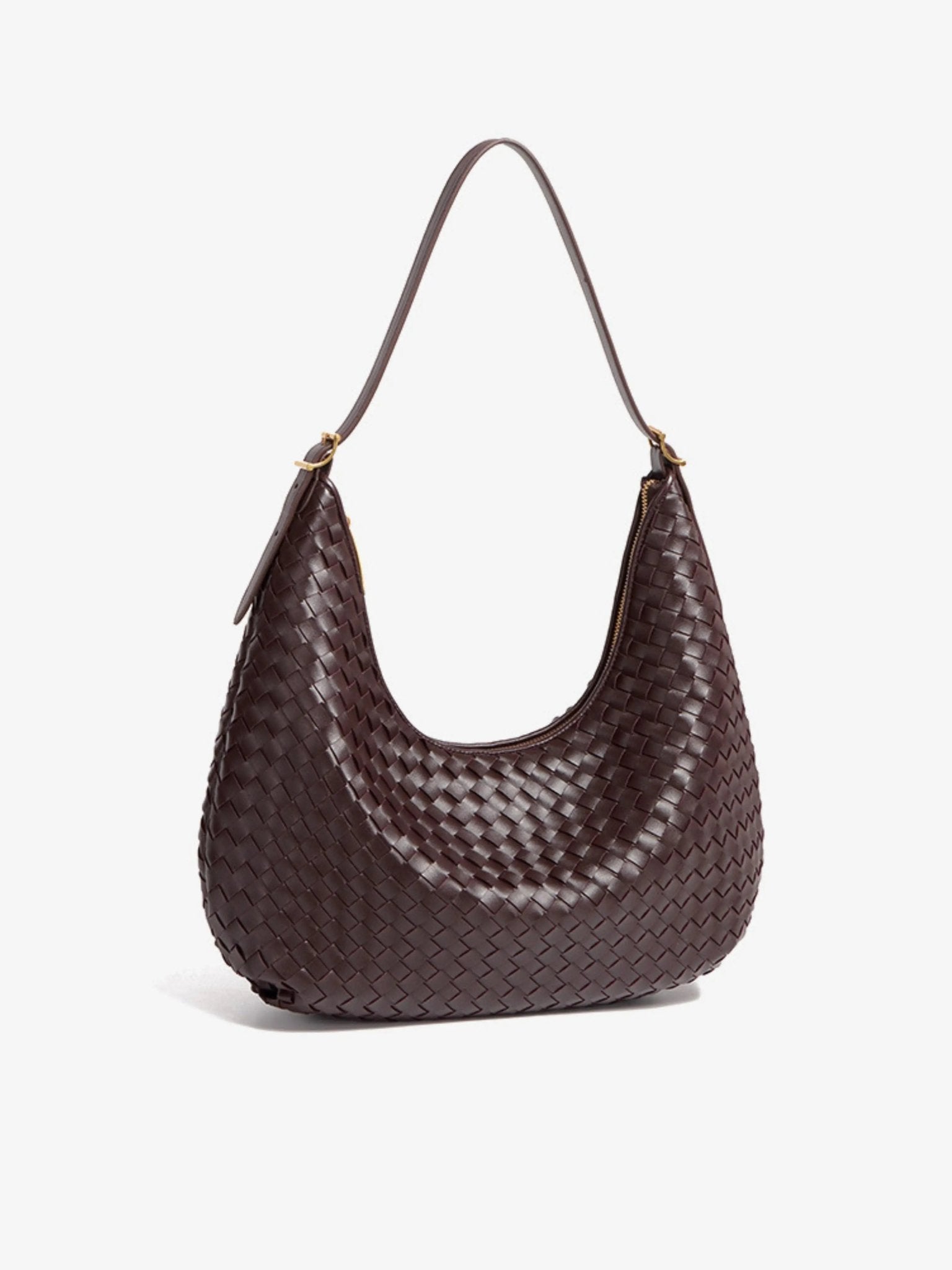 Dark Brown Woven Shoulder Bag – Classic Weave with Contemporary Elegance