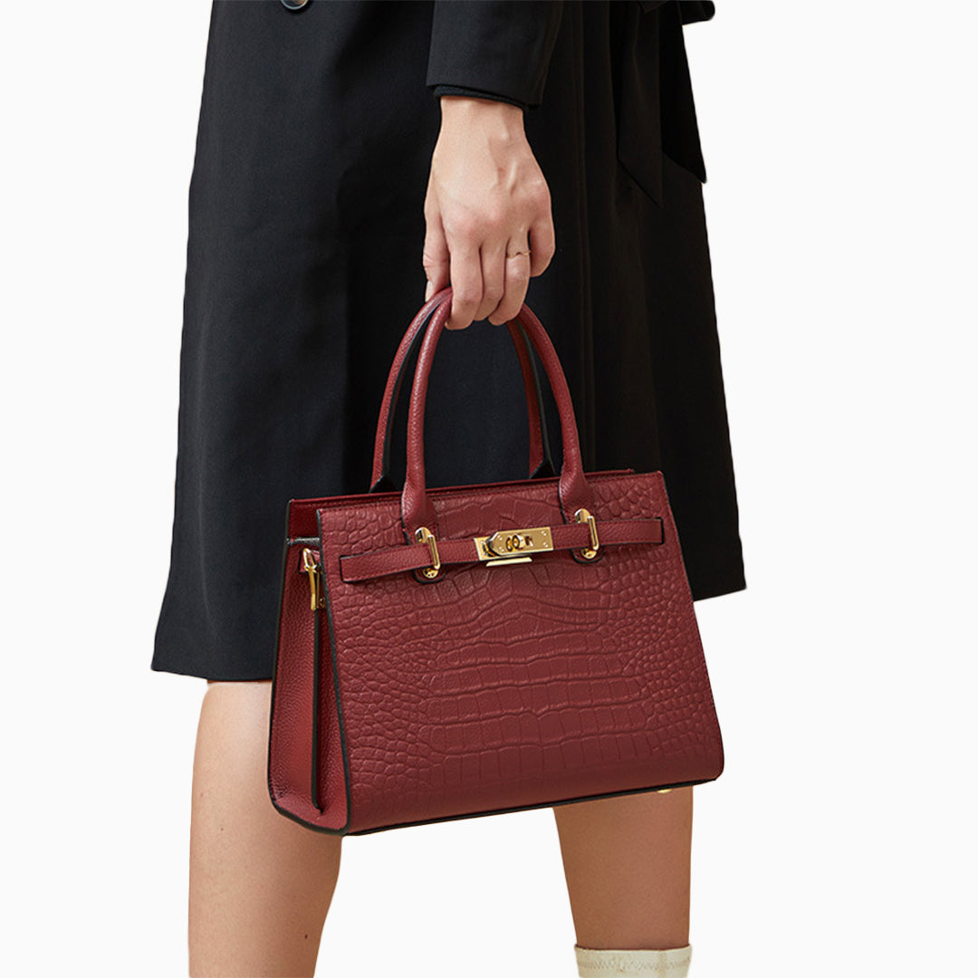 Adele Croc-Embossed Leather Tote Bag