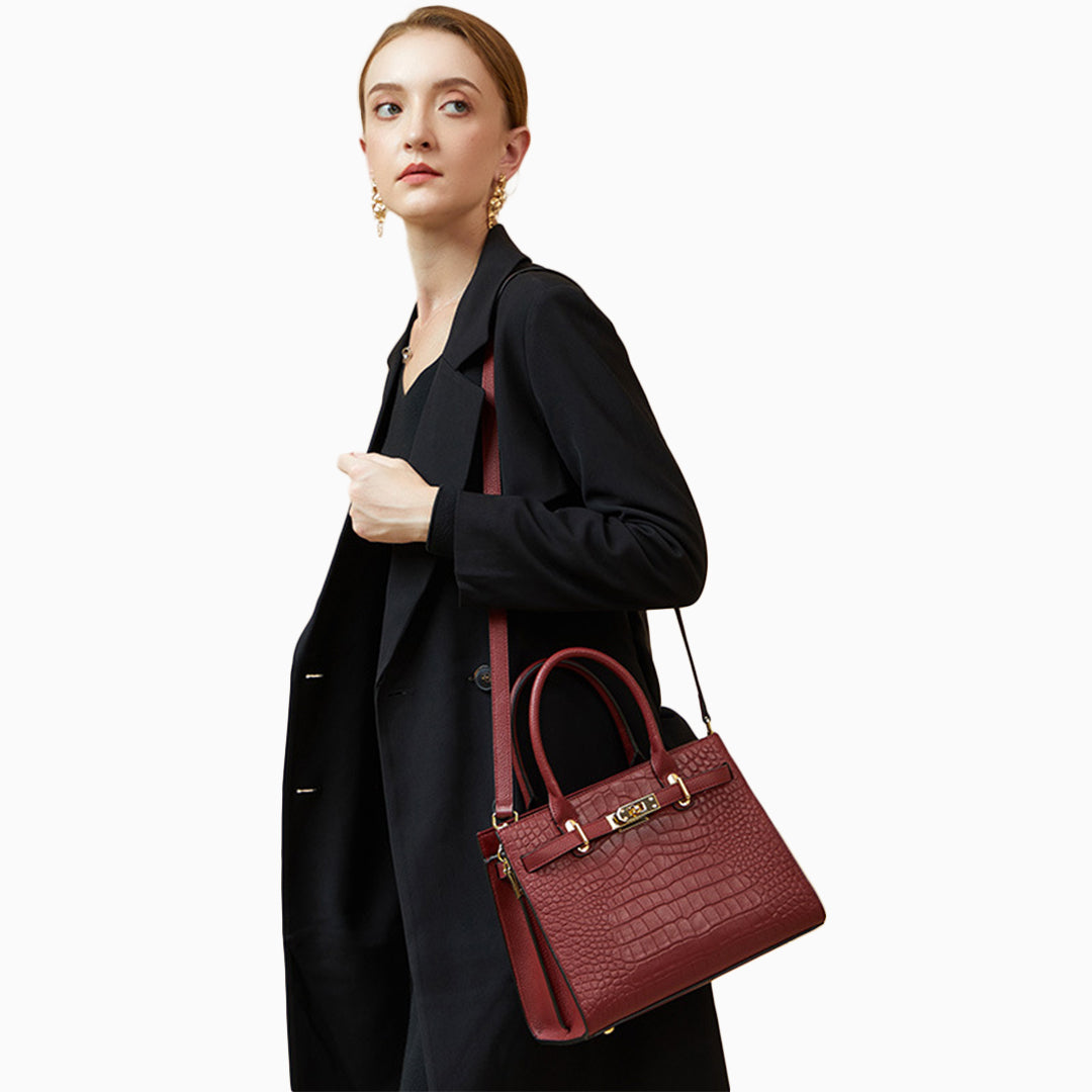 Adele Croc-Embossed Leather Tote Bag