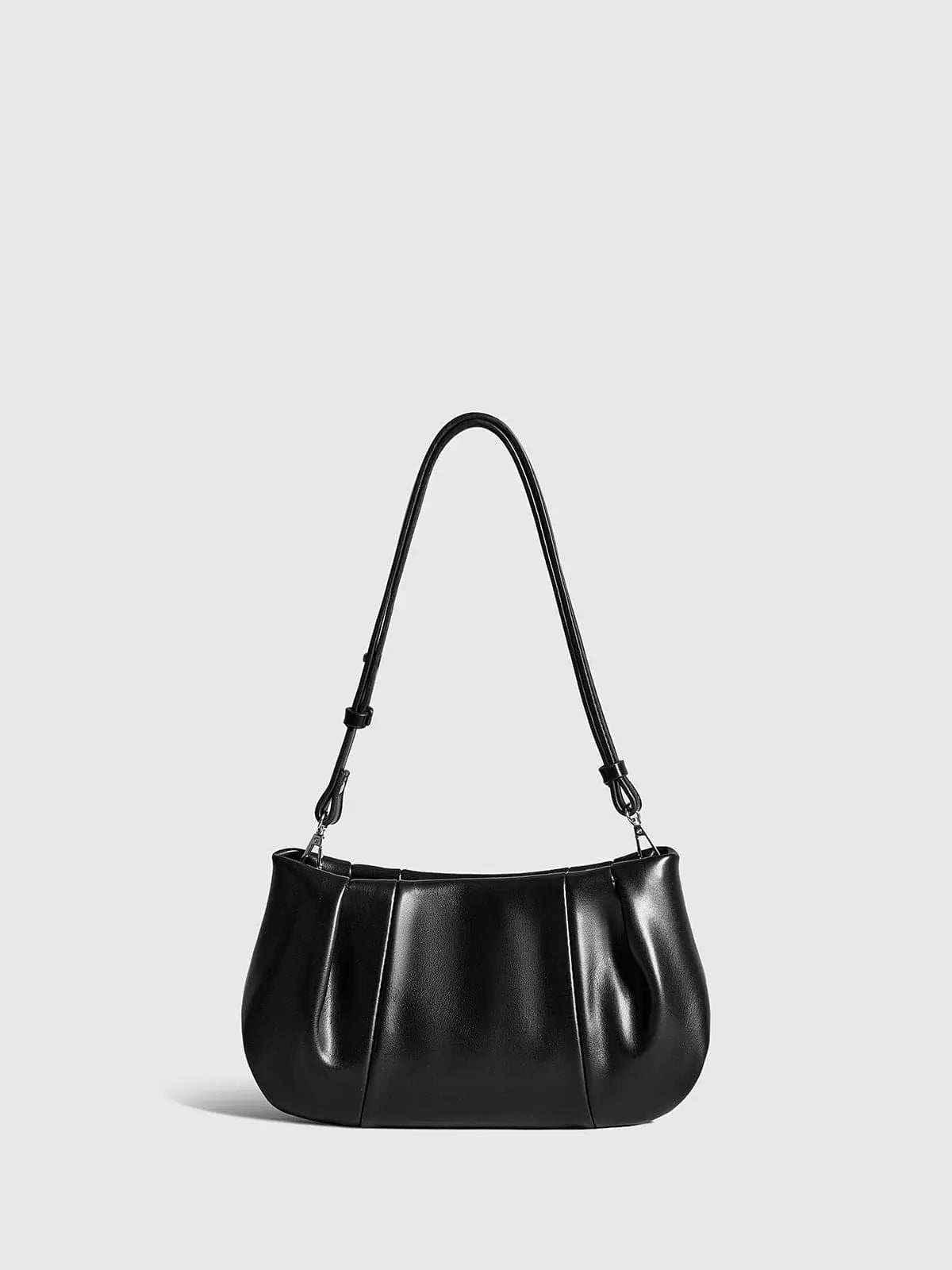 Mia Classic Pleated Shoulder Bag – Black Elegance