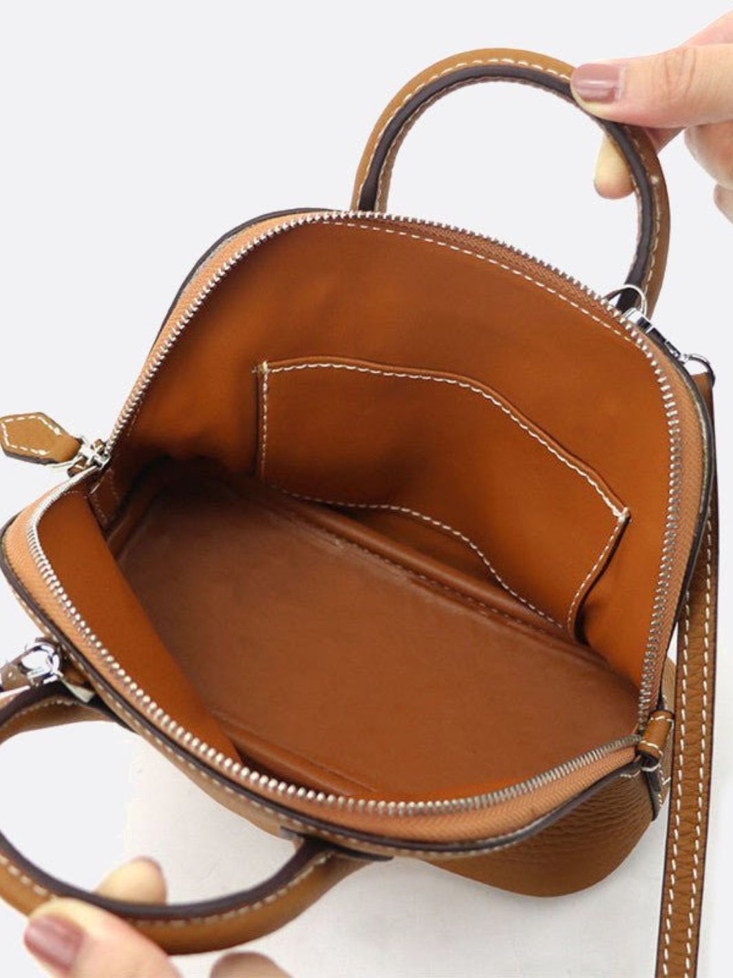Elora Mini Camel Leather Handbag
