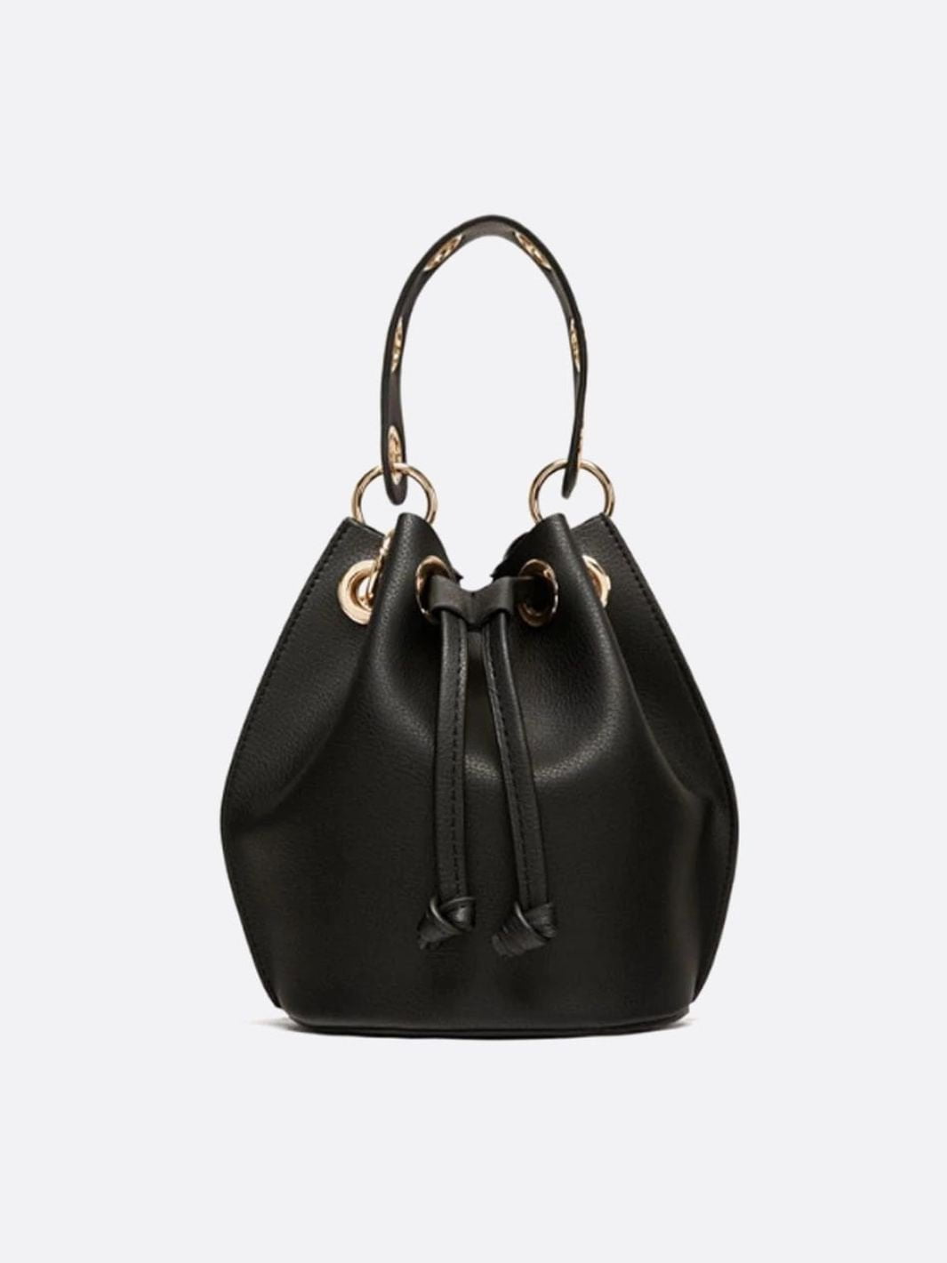 Petite Noir Leather Bucket Bag