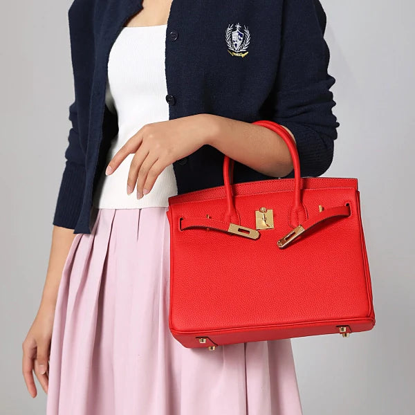 Isla – Classic White Leather Satchel with Gold Hardware