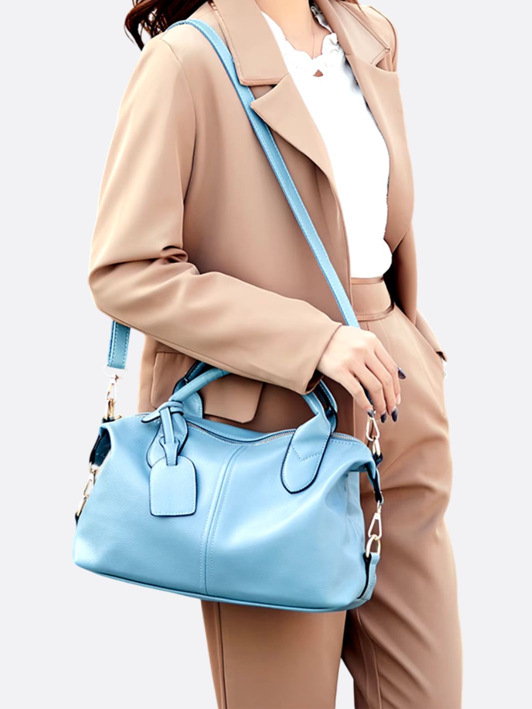 Aurora – Sky Blue Leather Satchel