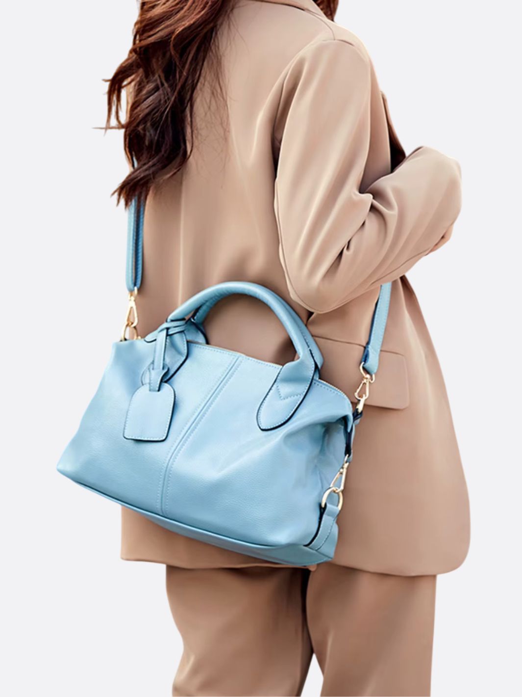 Aurora – Sky Blue Leather Satchel