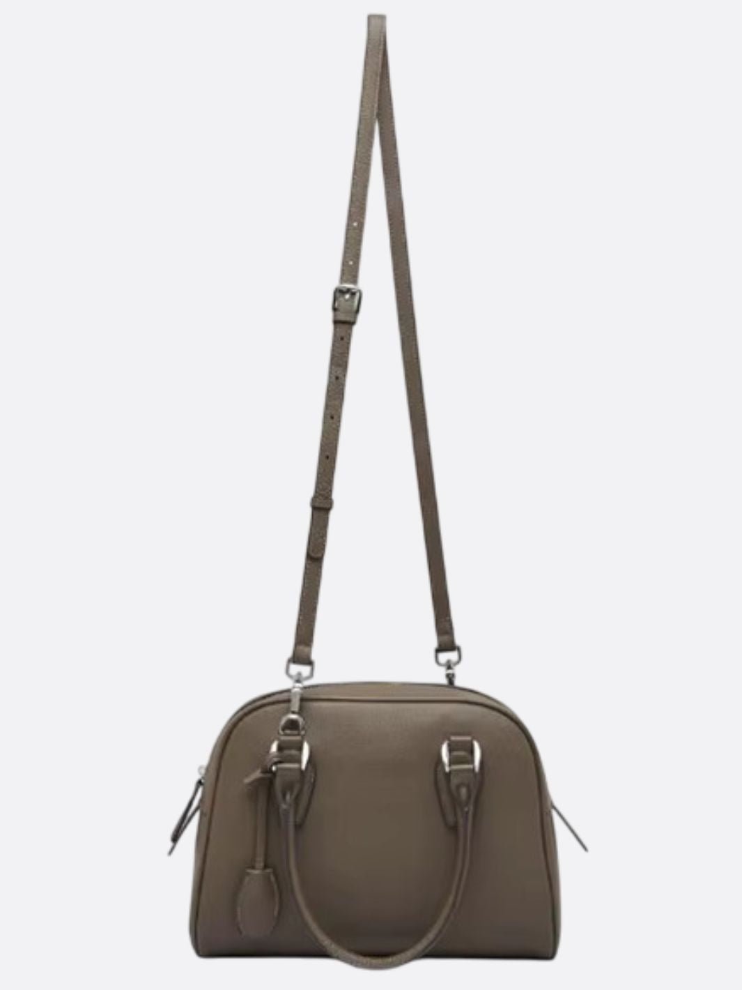 Elena – Classic Taupe Leather Bowling Bag