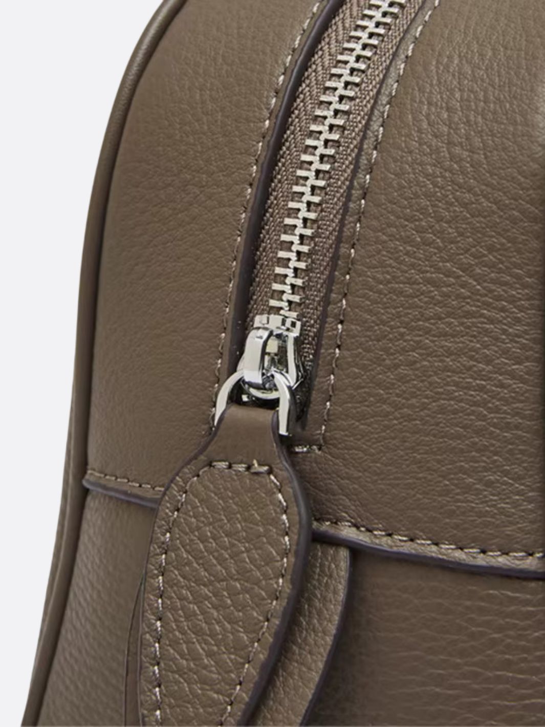 Elena – Classic Taupe Leather Bowling Bag