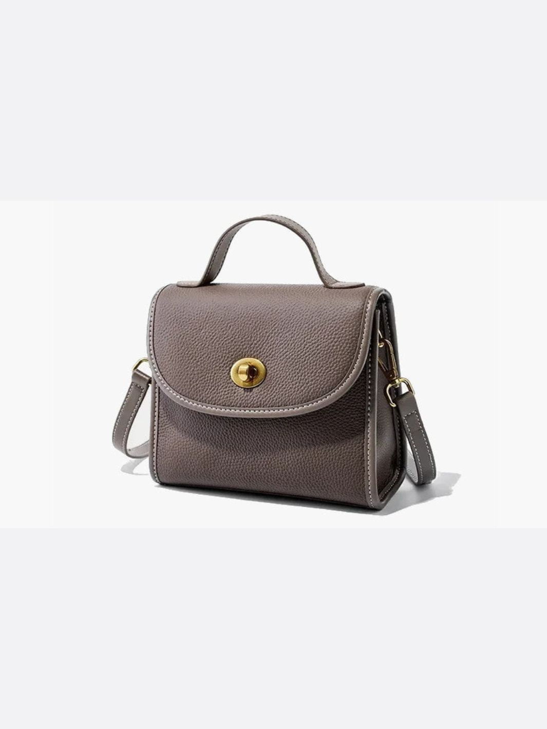 Camel Structured Leather Square Bag