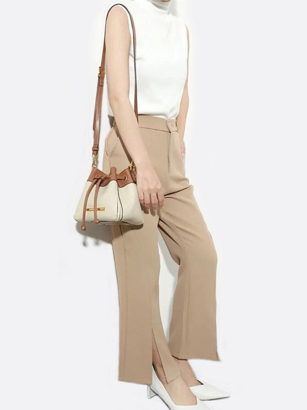 Elena Two-Tone Bucket Bag