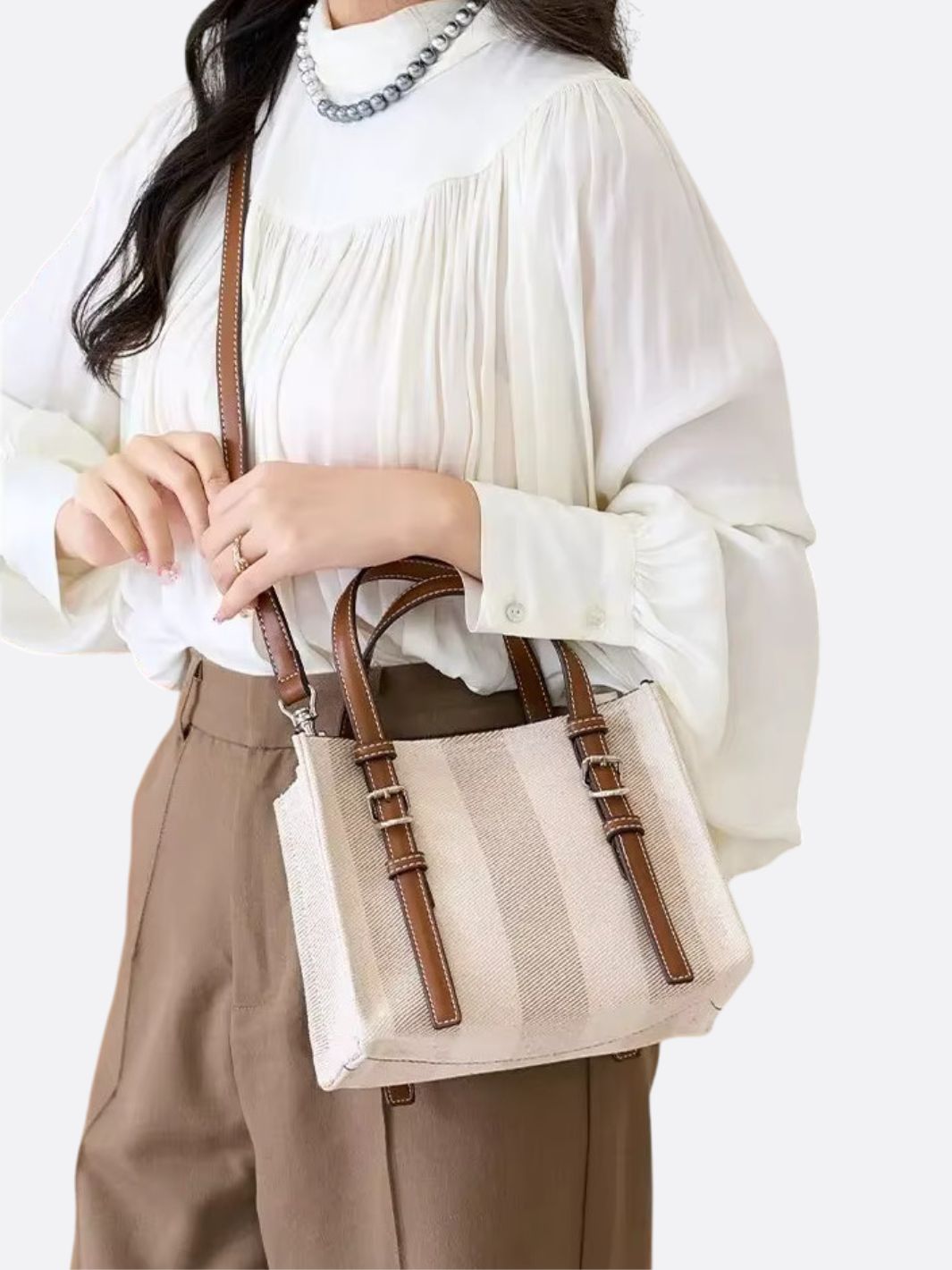 Clara | Canvas & Leather Tote Bag – Chic Everyday Essential