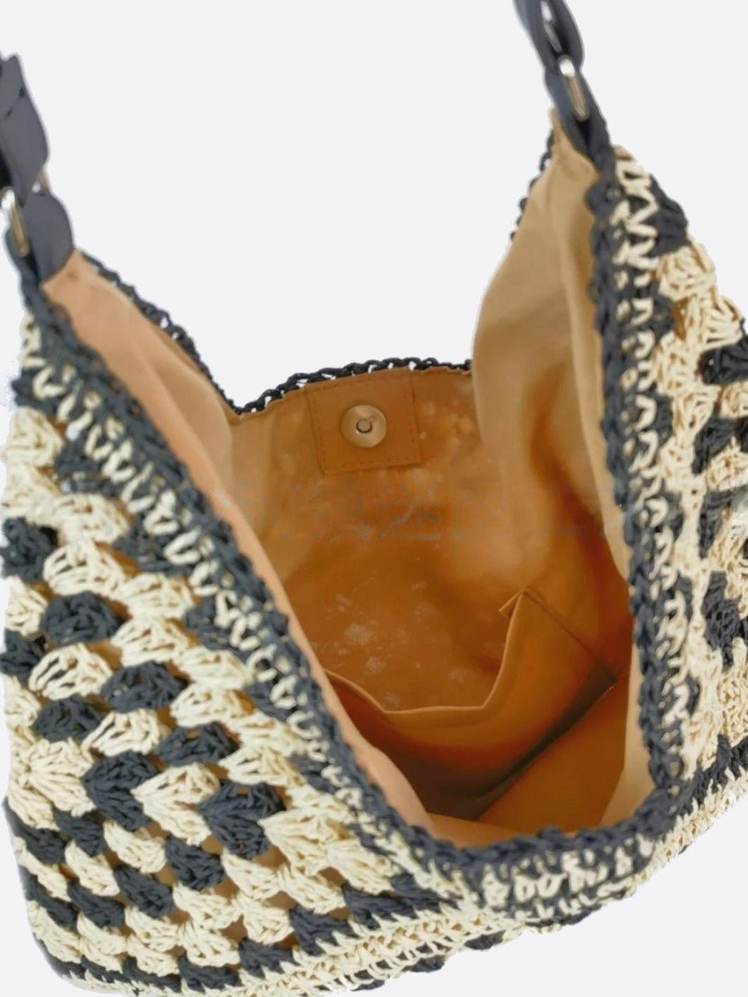 Noir Crochet Straw Shoulder Bag