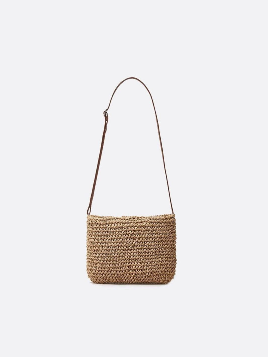 Boho Crochet & Straw Crossbody Bag