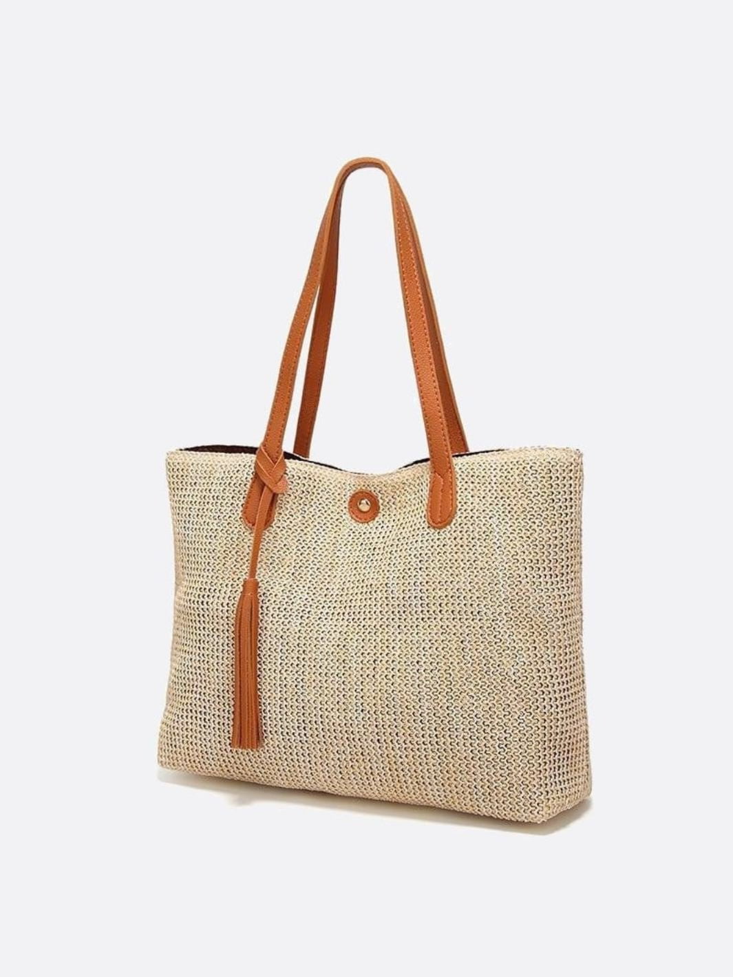Isla Straw Tote Bag with Tassel Detail