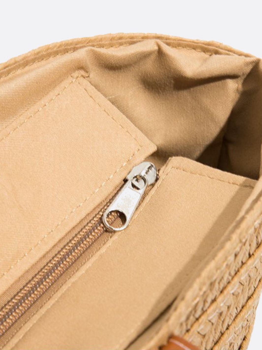 Straw and Brown Leather Tote Bag