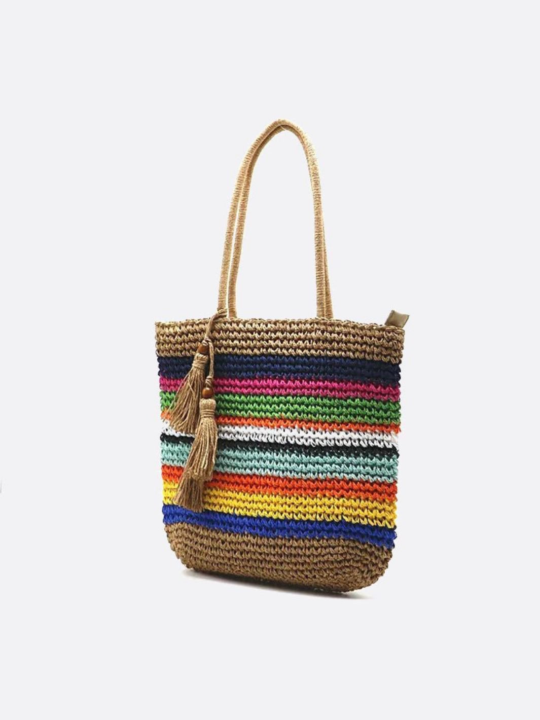 Colorful Boho Straw Tote Bag