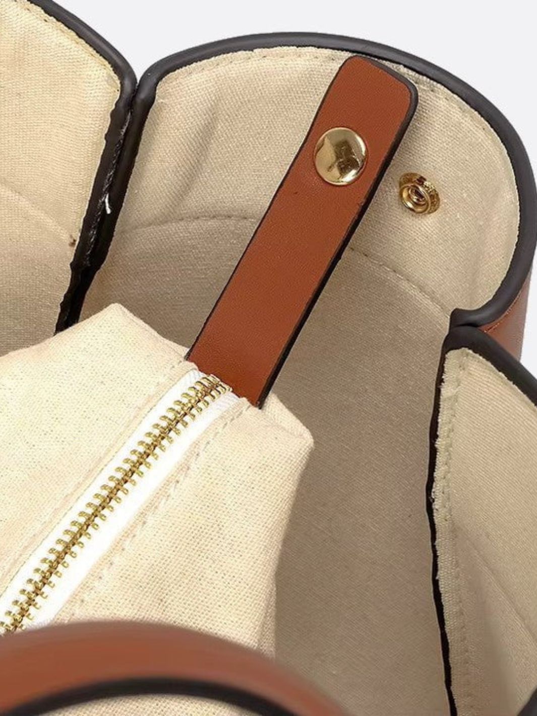 Amelia – Canvas & Leather Camel Tote Bag