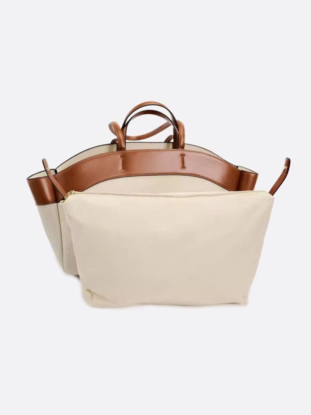 Amelia – Canvas & Leather Camel Tote Bag