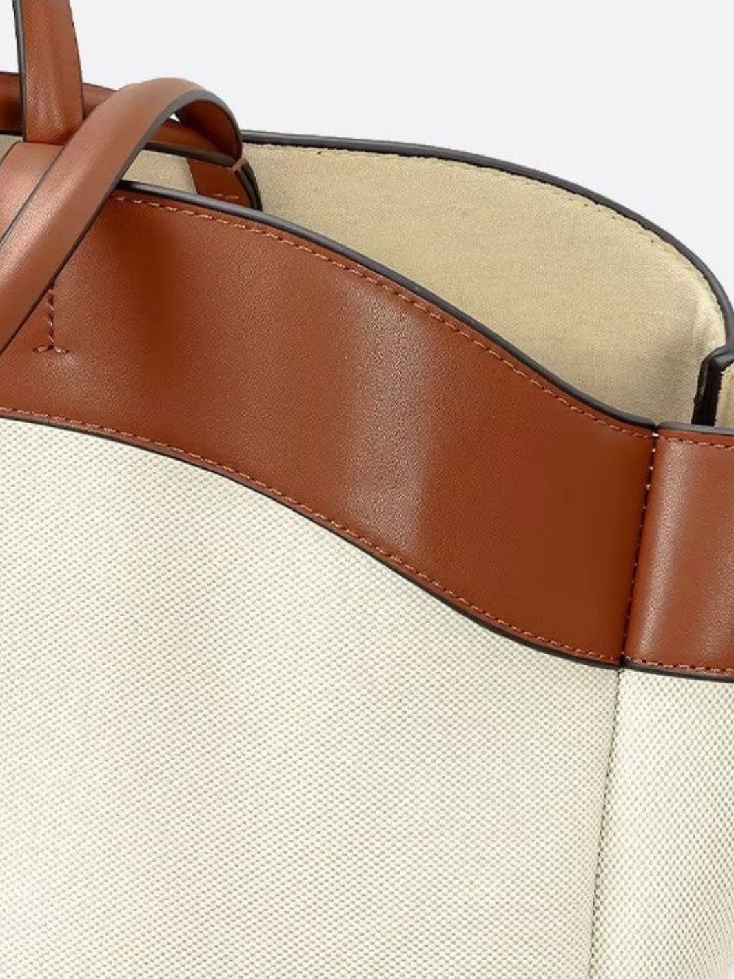 Amelia – Canvas & Leather Camel Tote Bag