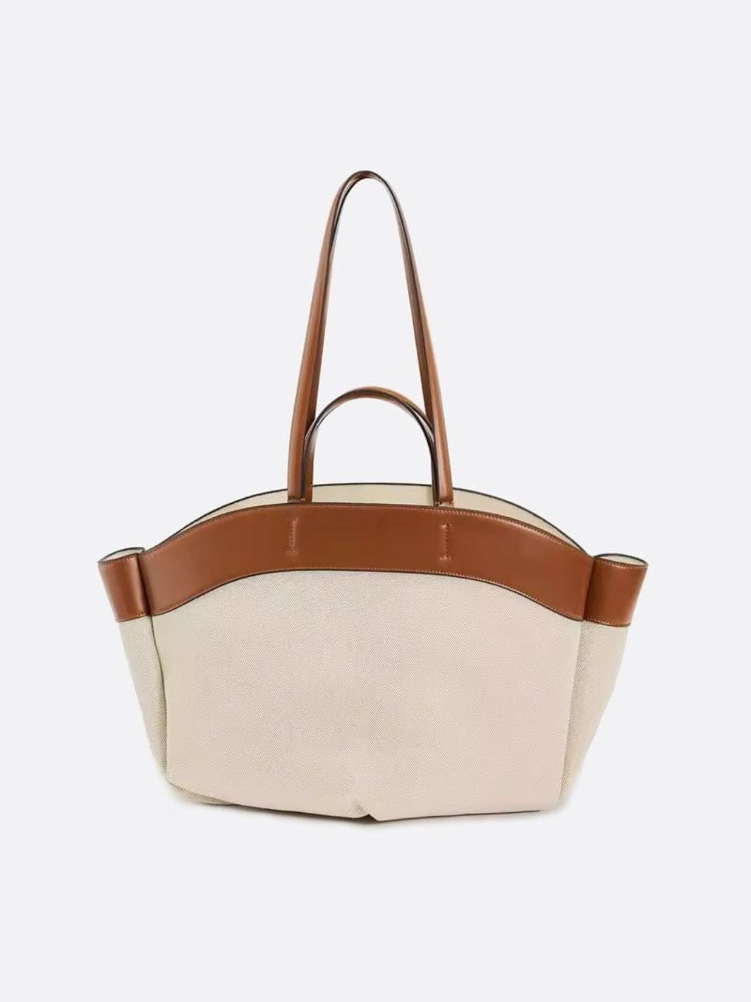 Amelia – Canvas & Leather Camel Tote Bag