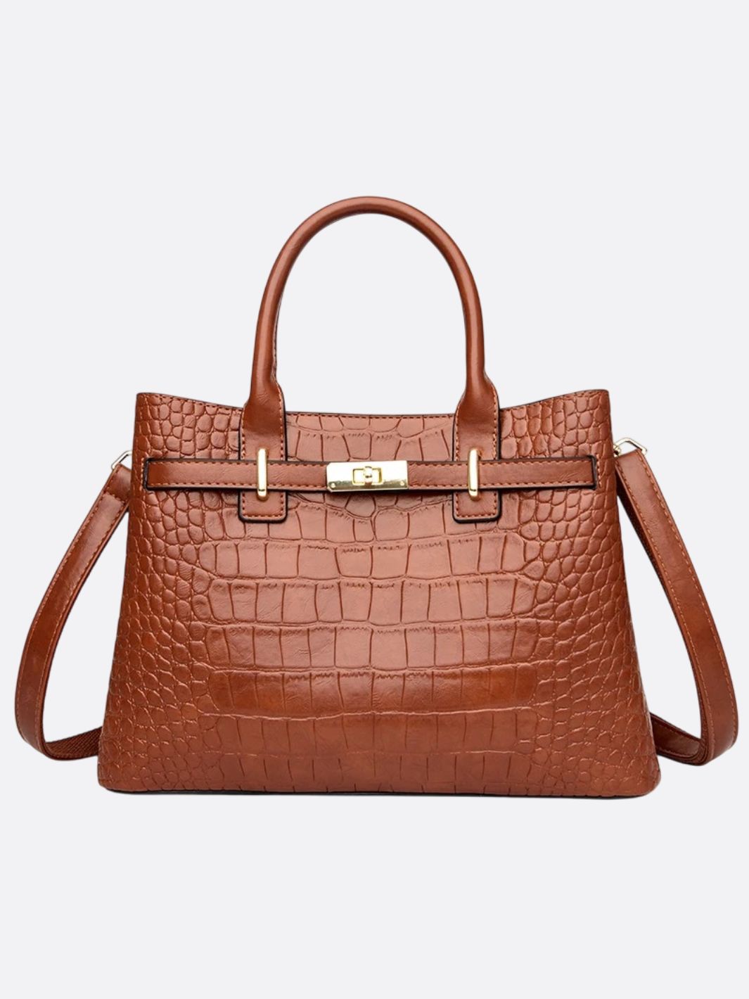 Valentina Croc-Embossed Tote – Red Luxe