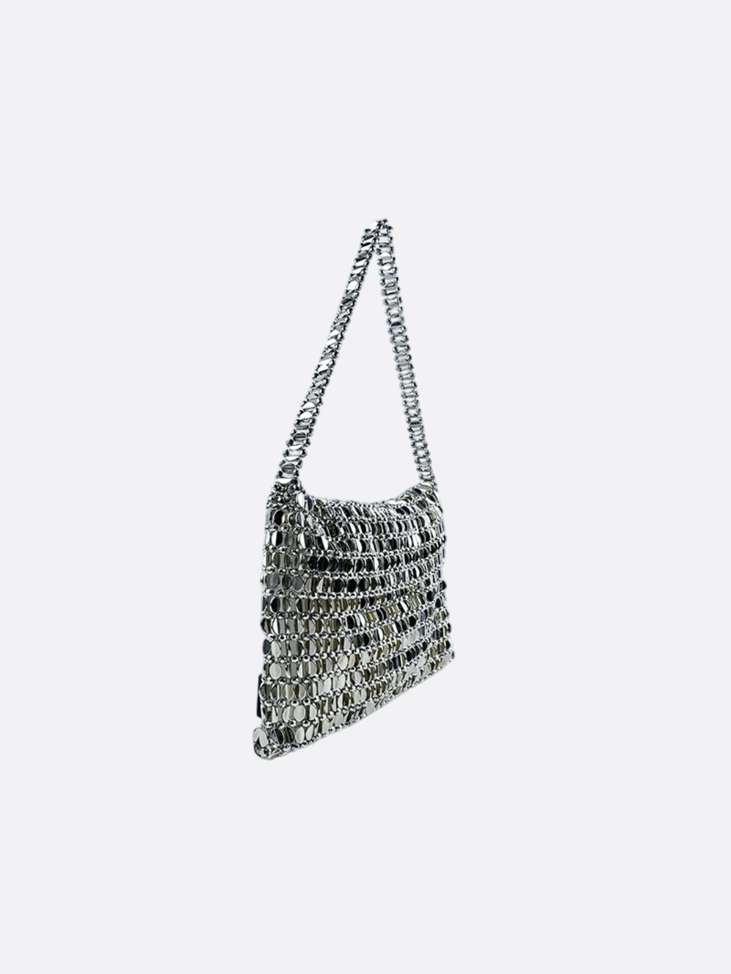 Stella – Silver Mesh Shoulder Bag with Shimmering Finish