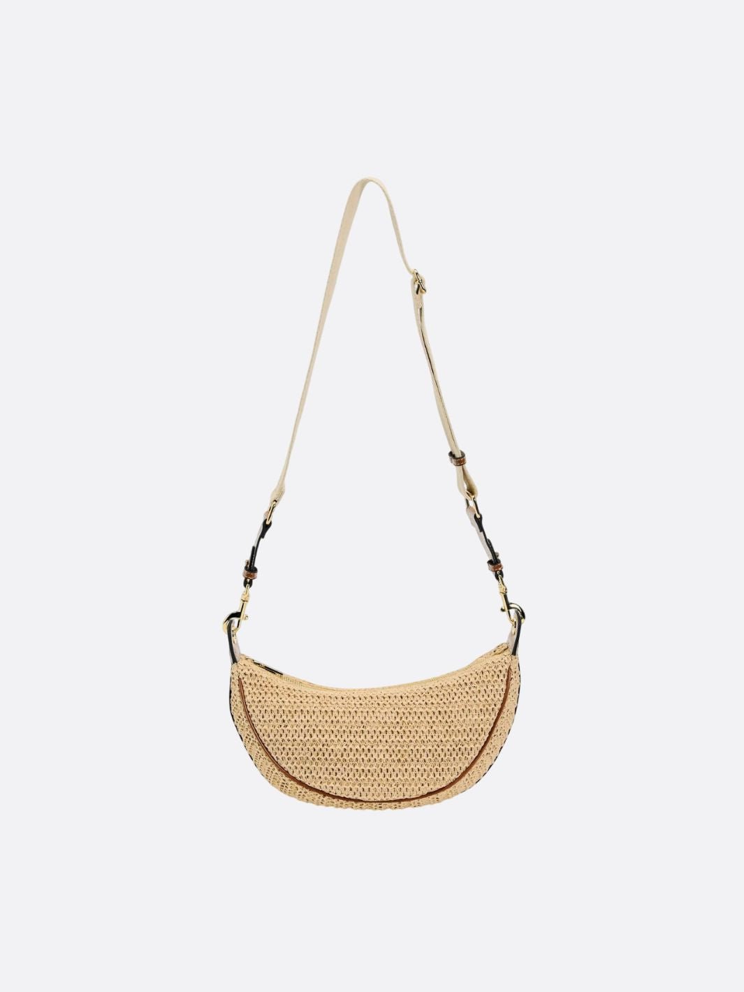 Natural Rattan Half-Moon Bag