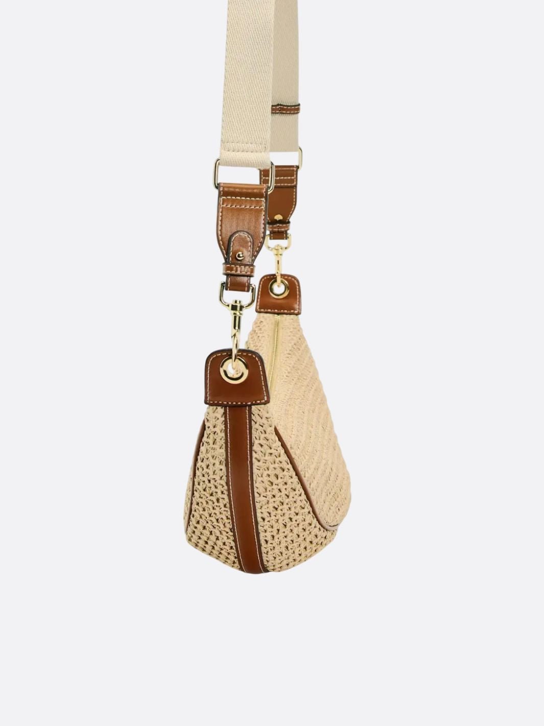 Natural Rattan Half-Moon Bag