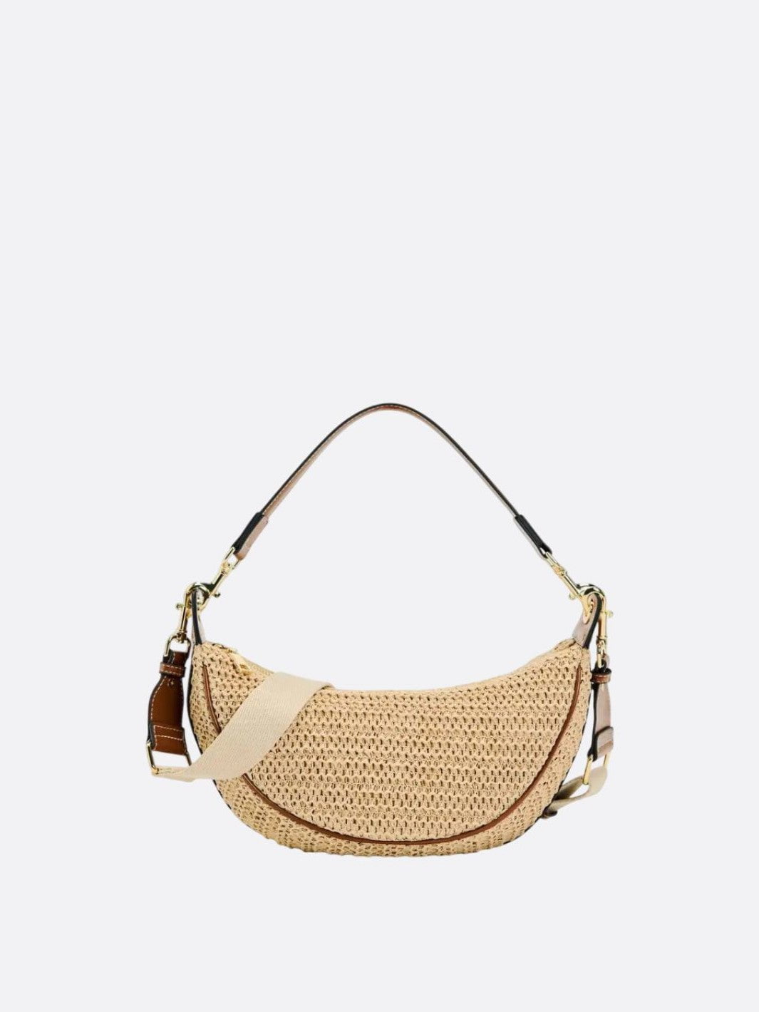 Natural Rattan Half-Moon Bag