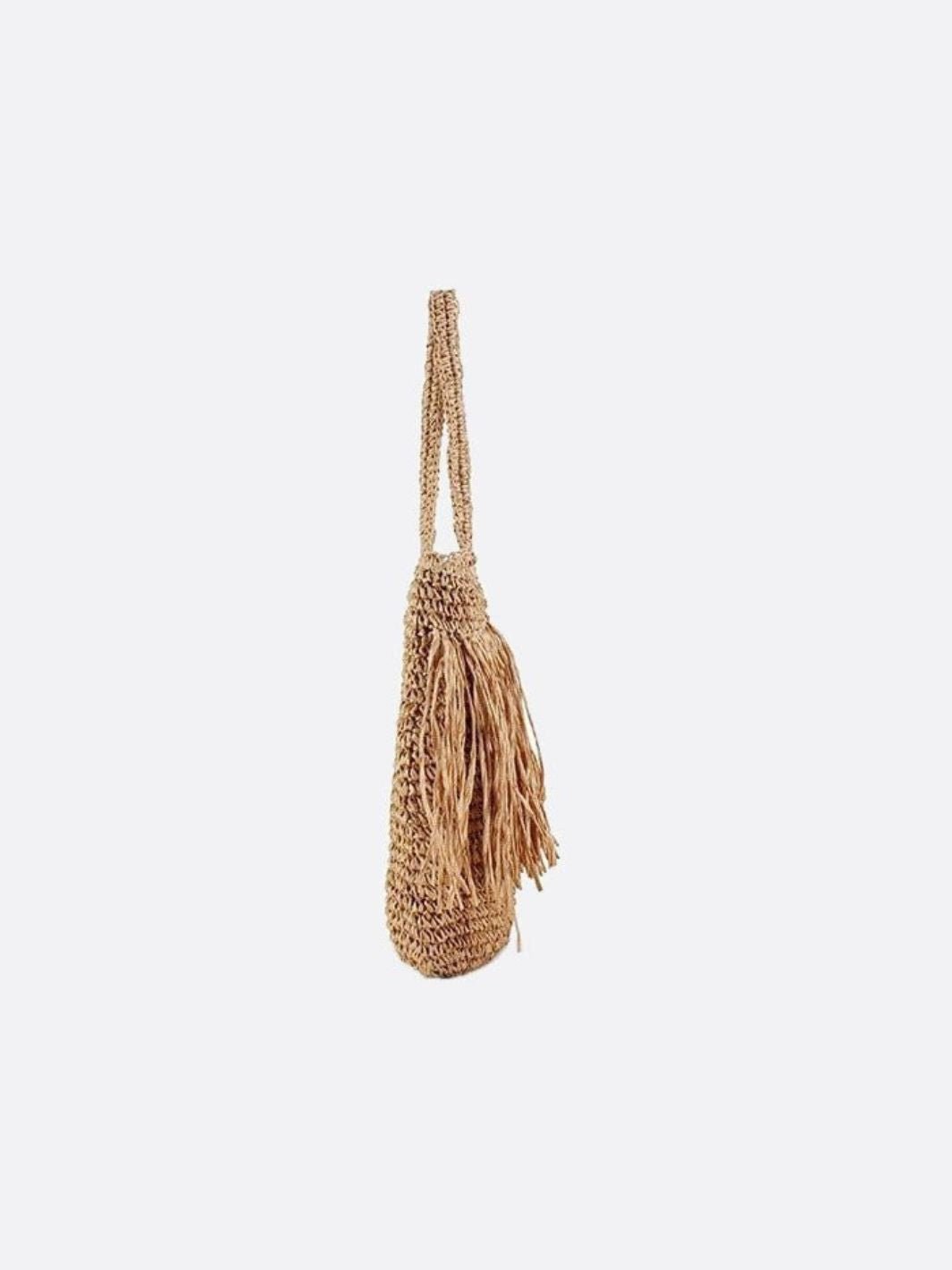 Sandy Fringe Raffia Tote