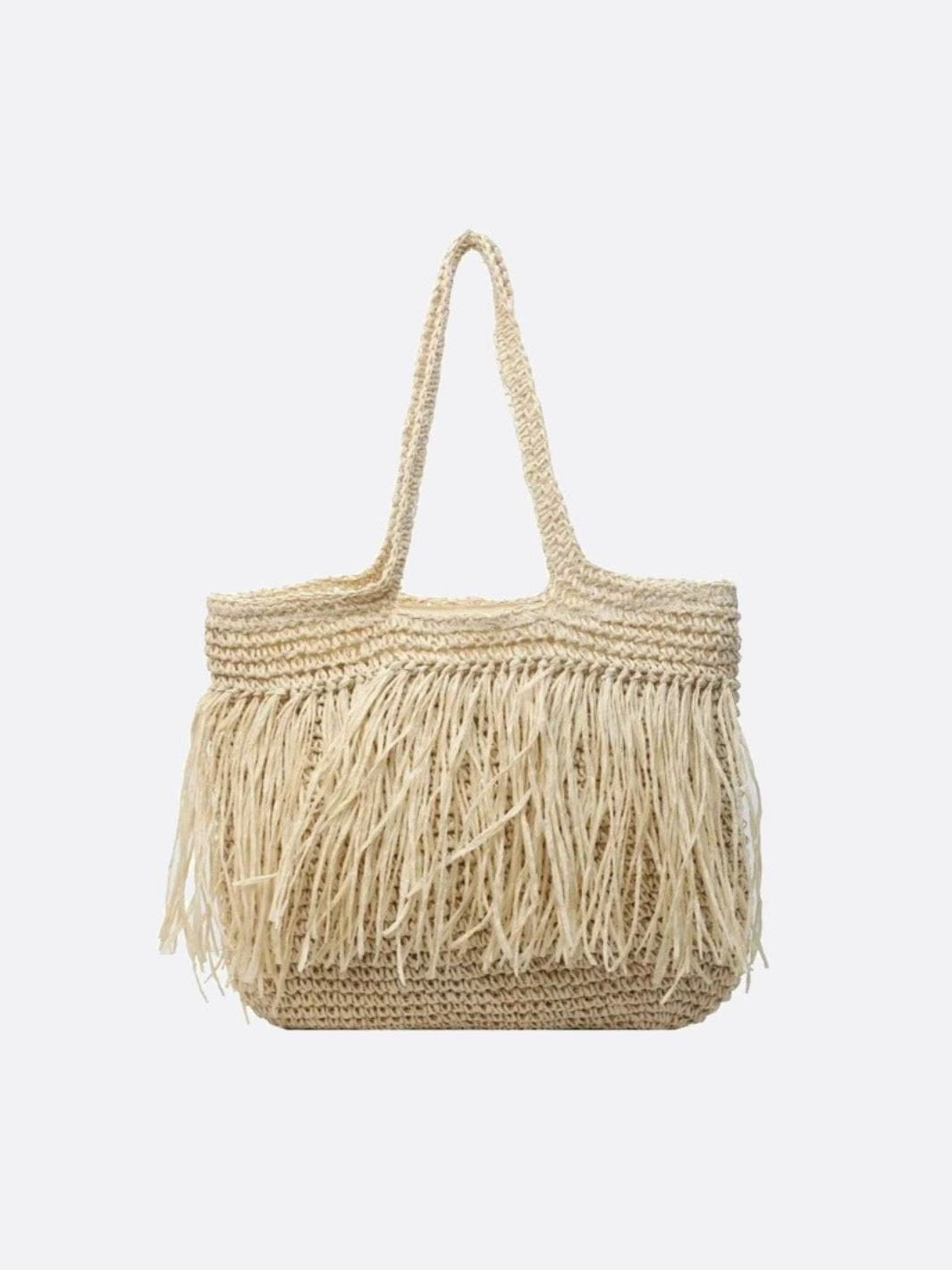 Sandy Fringe Raffia Tote